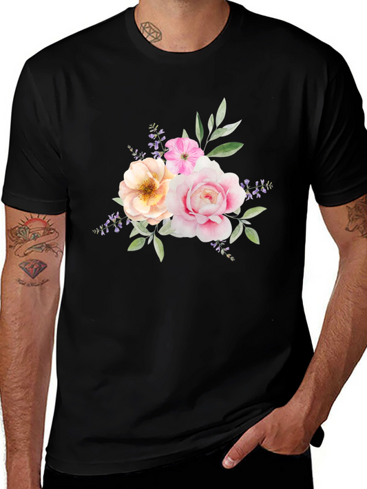 Floral Bouquet Graphic Tee - Black
