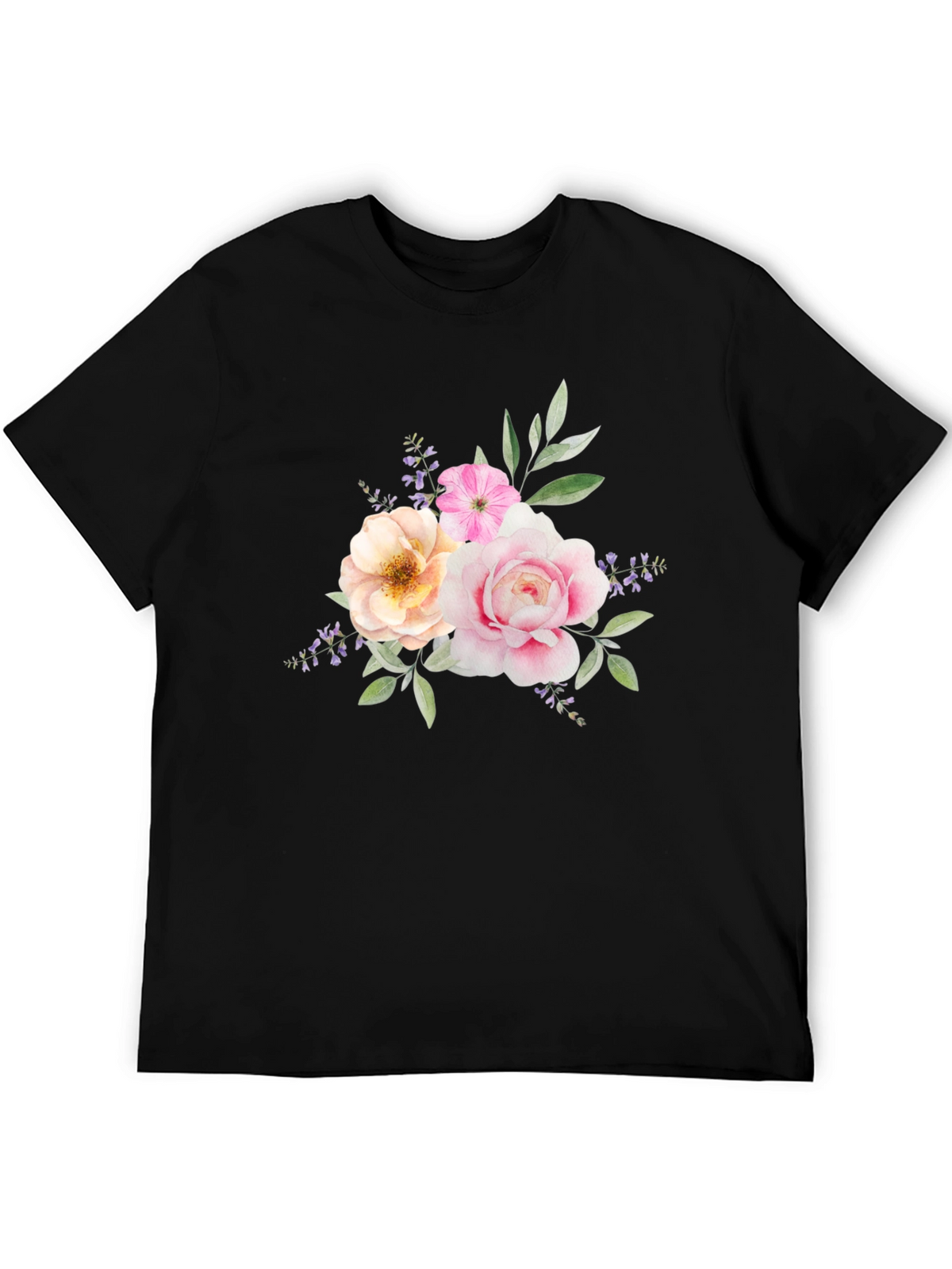 Floral Bouquet Graphic Tee - Black