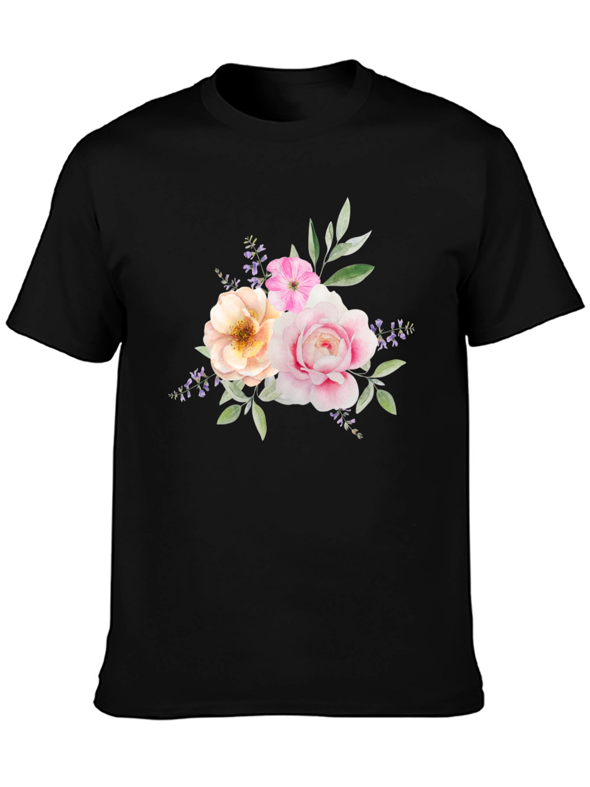 Floral Bouquet Graphic Tee - Black