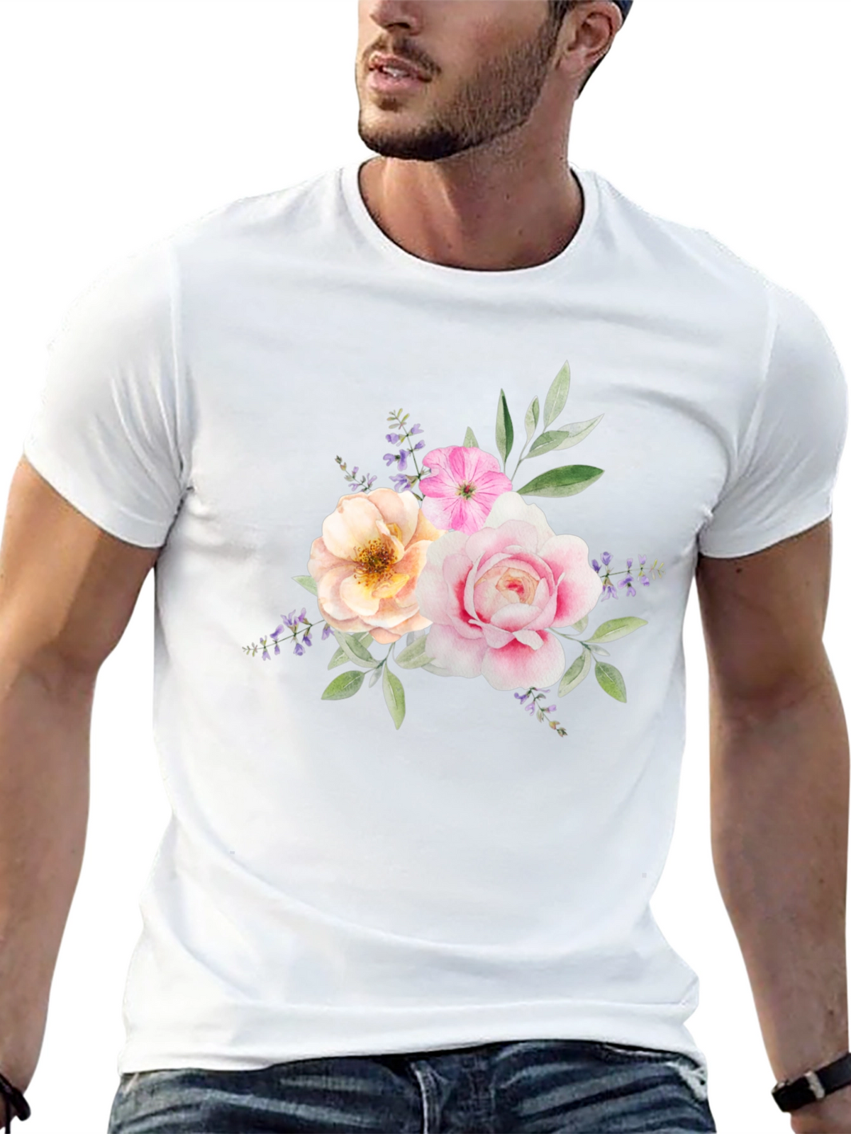 Floral Bouquet Graphic Tee - Black