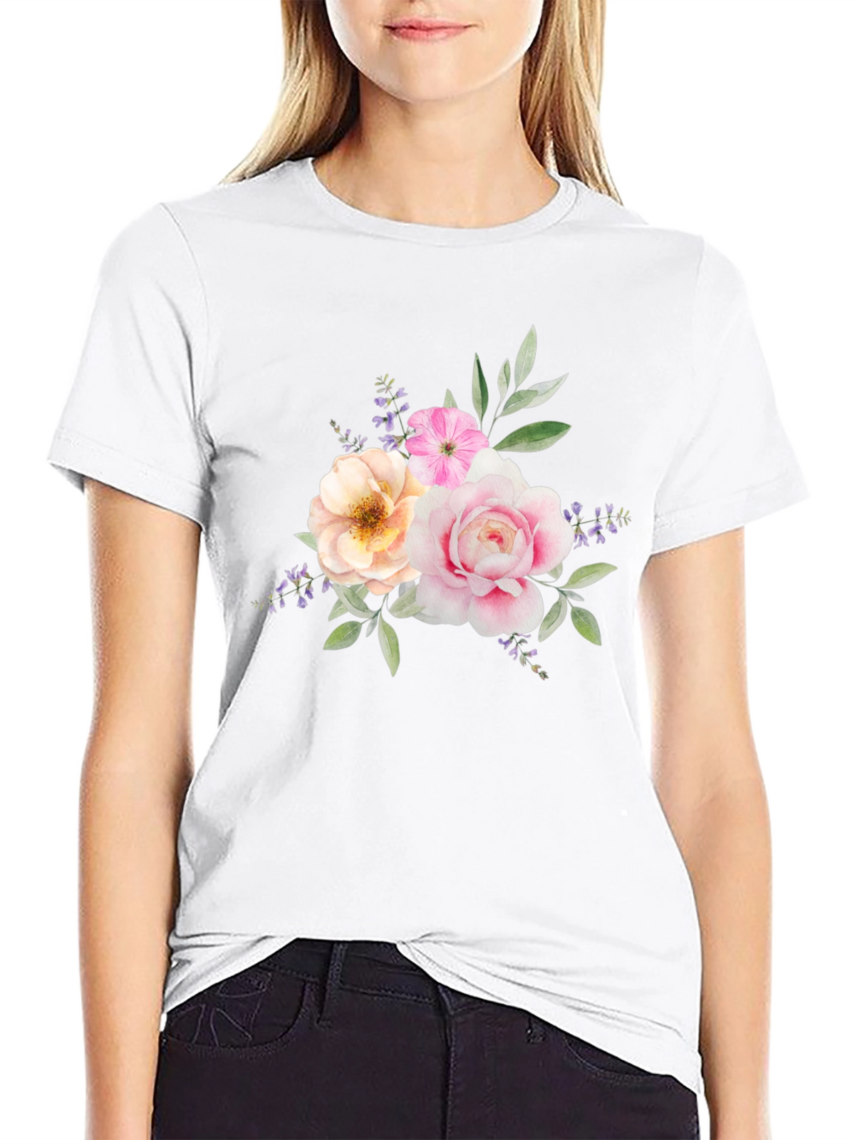 Floral Bouquet Graphic Tee - Black