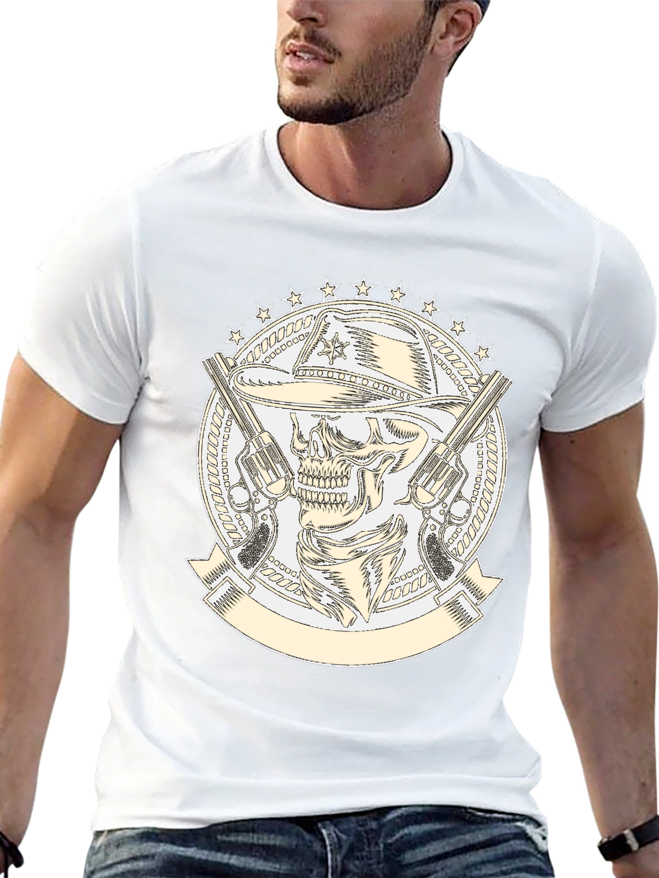 Skull Cowboy T-Shirt - Western Style Graphic Tee