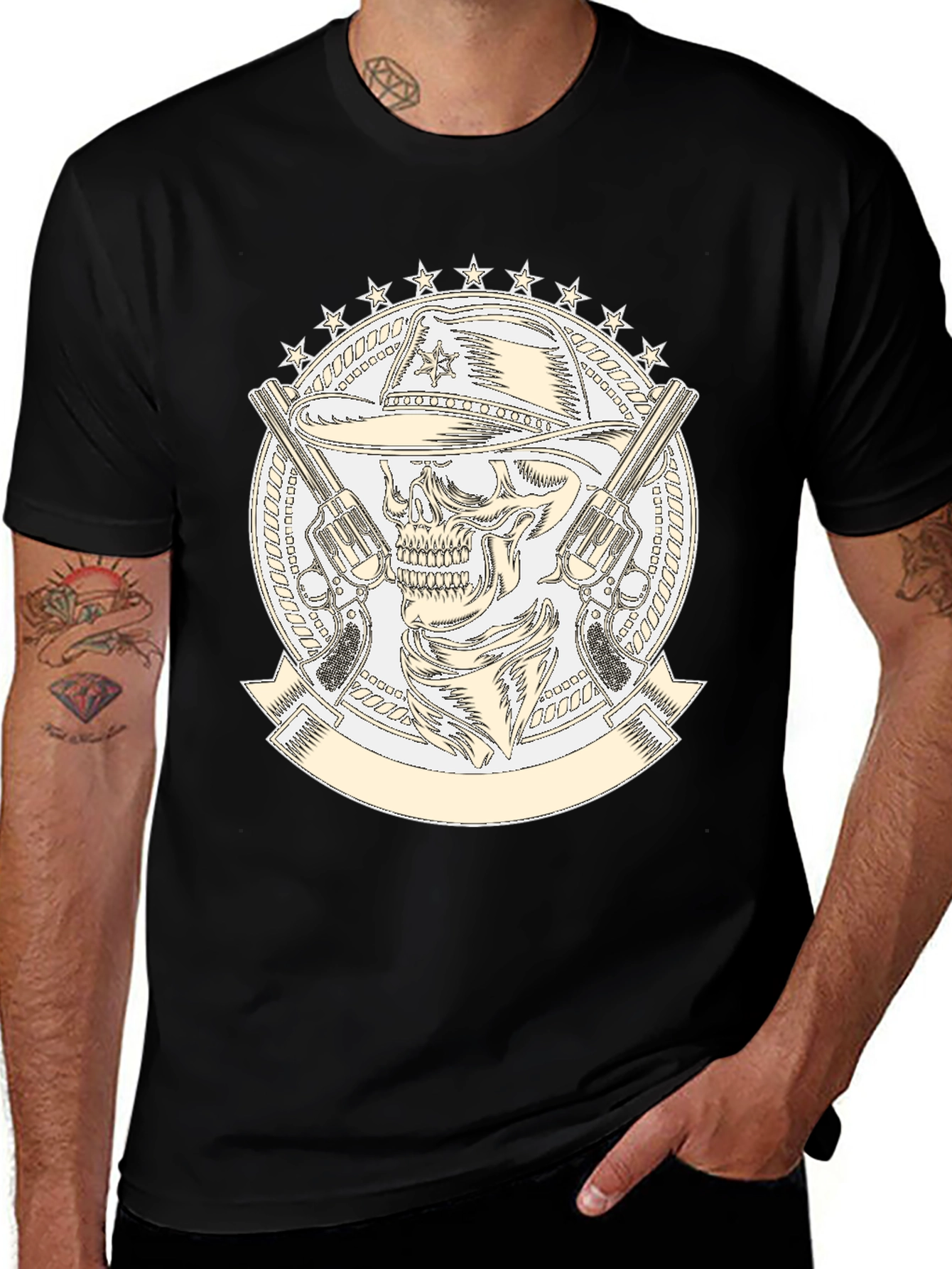 Skull Cowboy T-Shirt - Western Style Graphic Tee