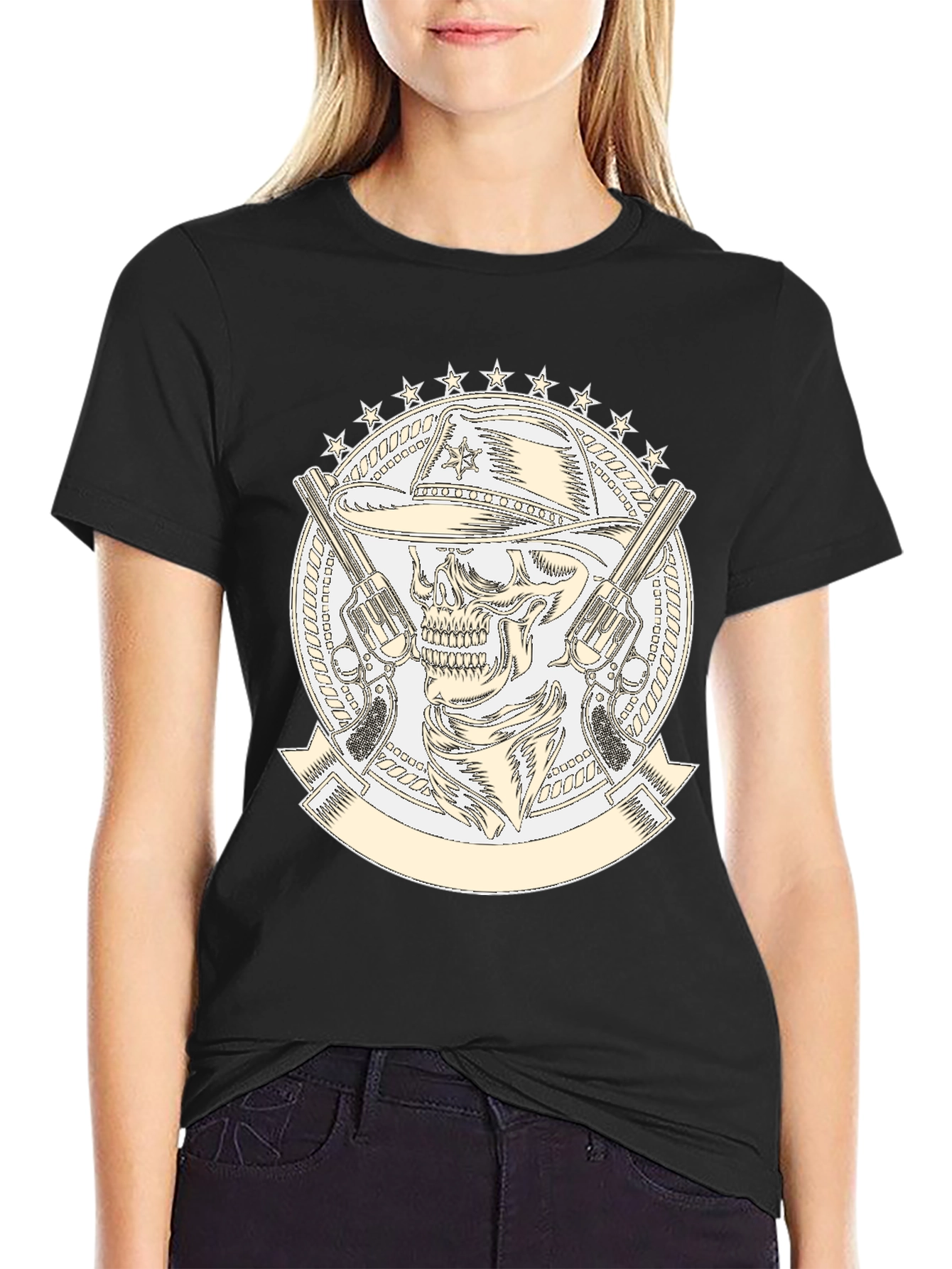 Skull Cowboy T-Shirt - Western Style Graphic Tee