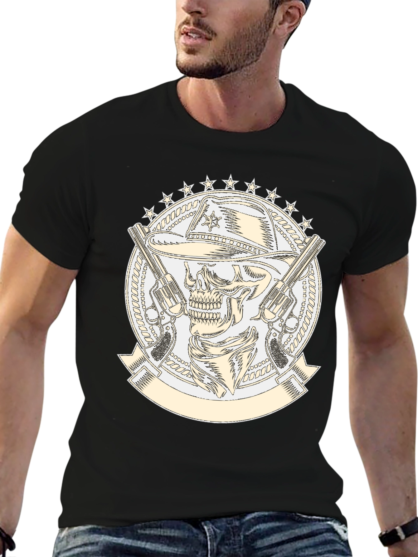 Skull Cowboy T-Shirt - Western Style Graphic Tee