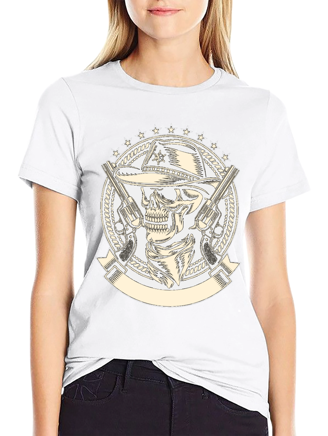 Skull Cowboy T-Shirt - Western Style Graphic Tee