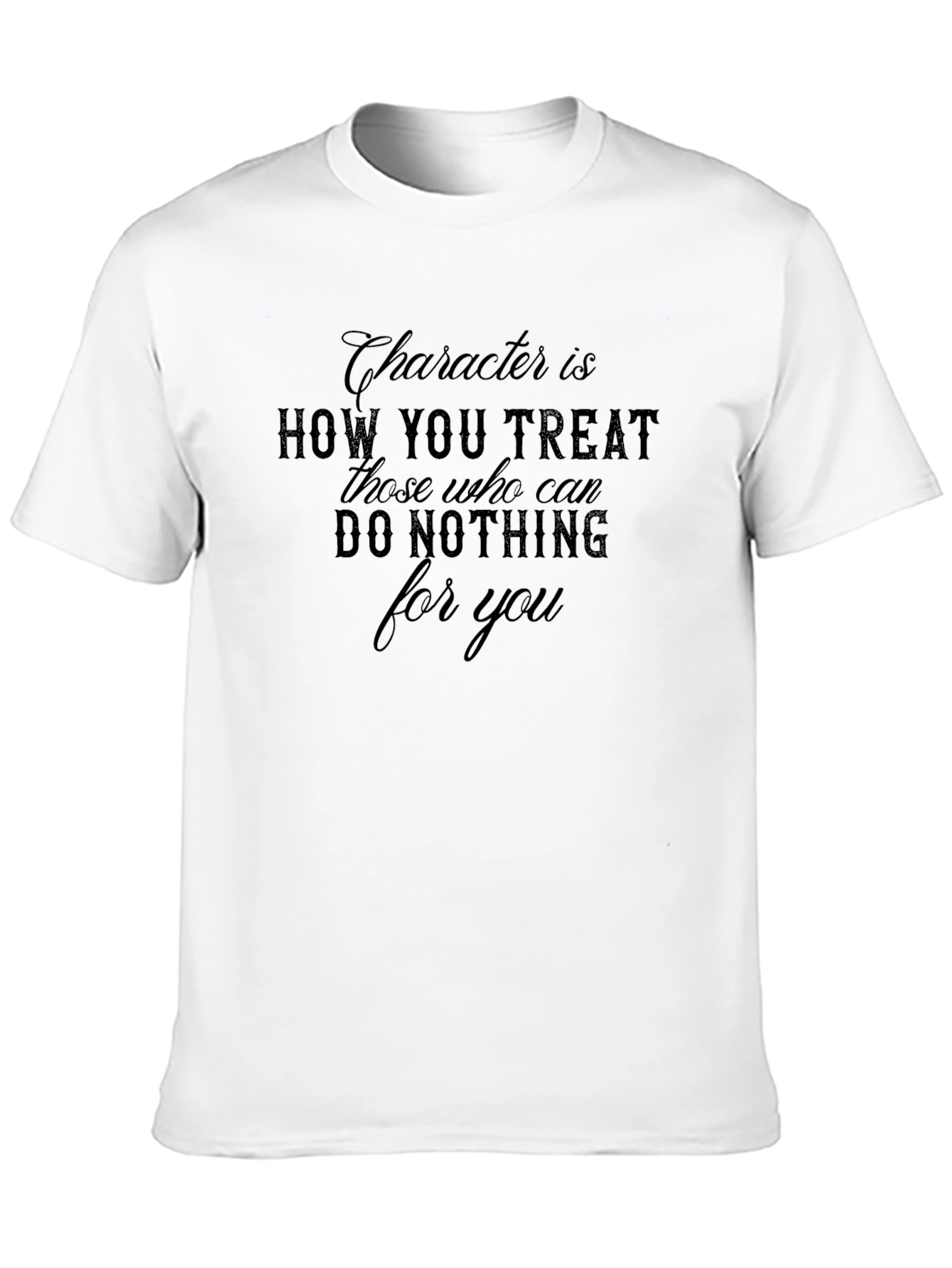 Character Quote Graphic Tee - Black Crew Neck T-Shirt