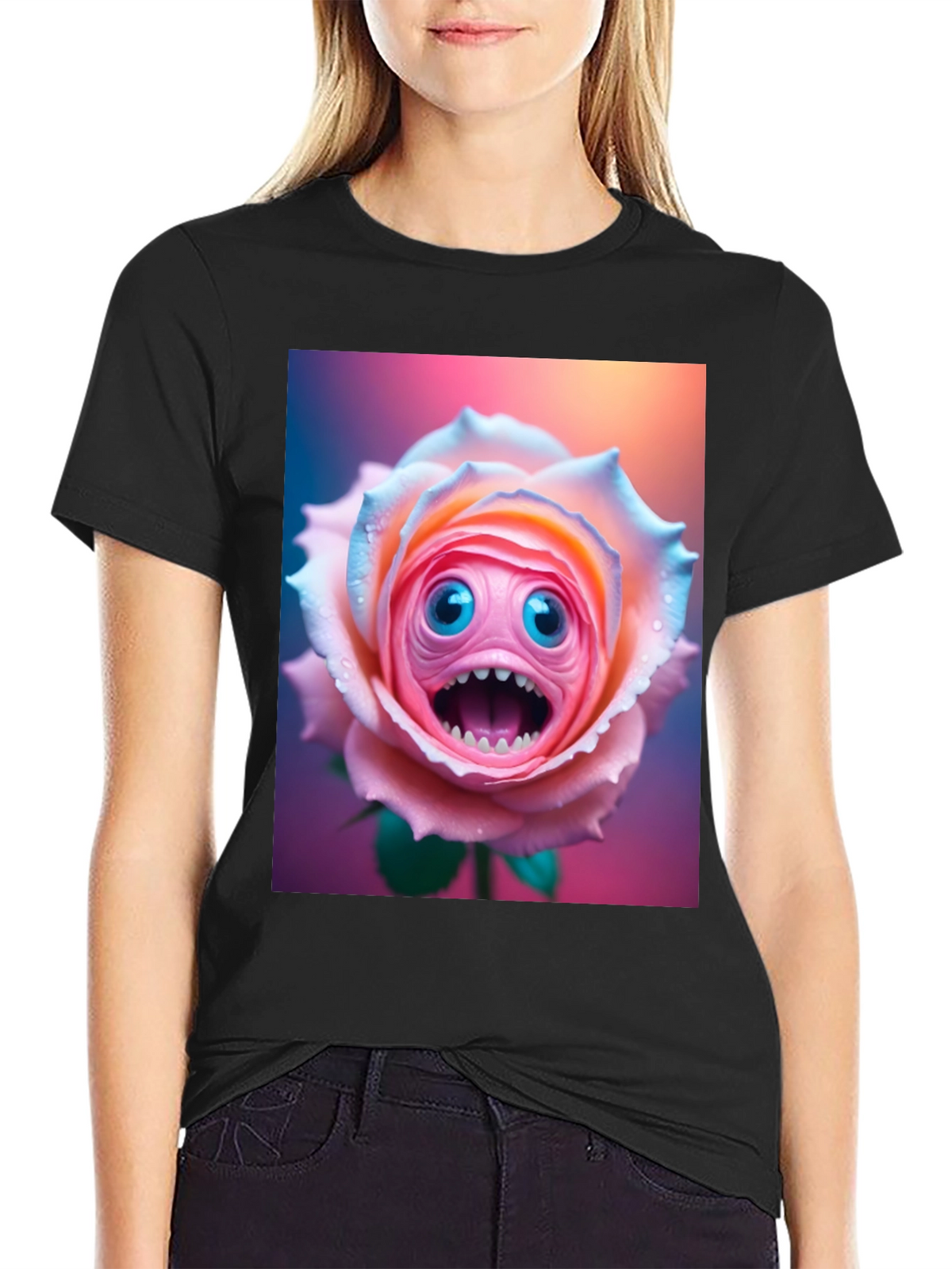 Monster Rose Graphic Tee - Unique and Funny!