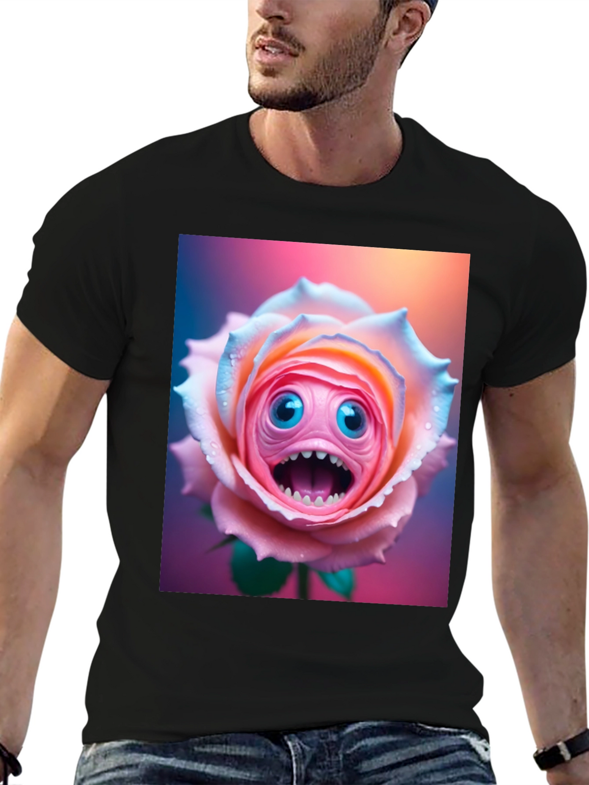 Monster Rose Graphic Tee - Unique and Funny!