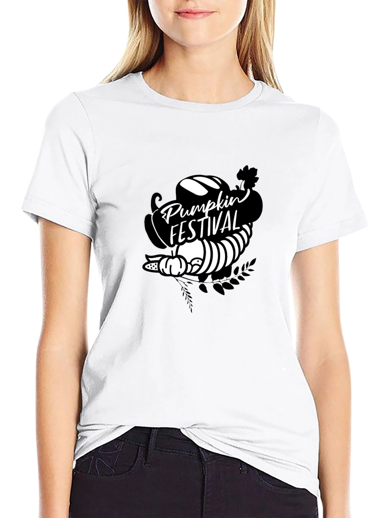Pumpkin Festival Graphic Tee - Black Cotton T-Shirt