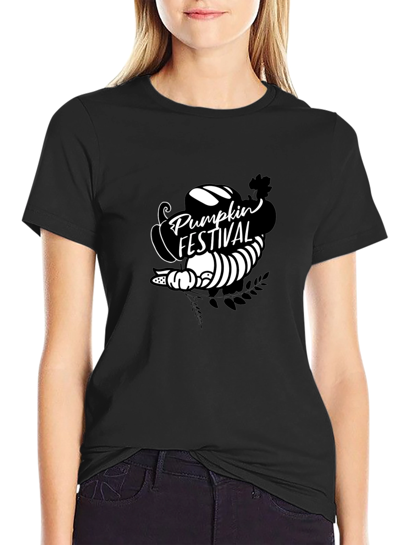 Pumpkin Festival Graphic Tee - Black Cotton T-Shirt