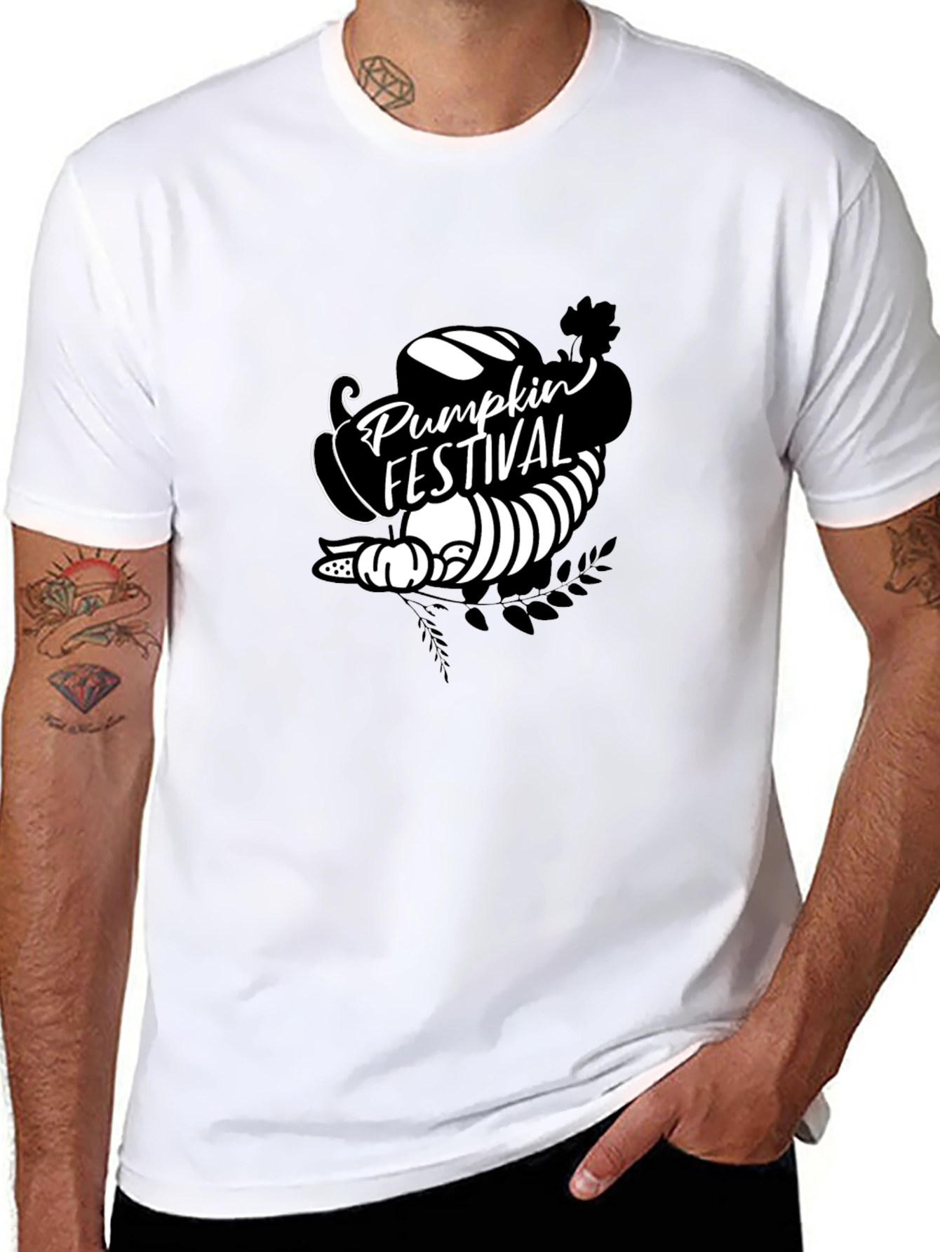Pumpkin Festival Graphic Tee - Black Cotton T-Shirt