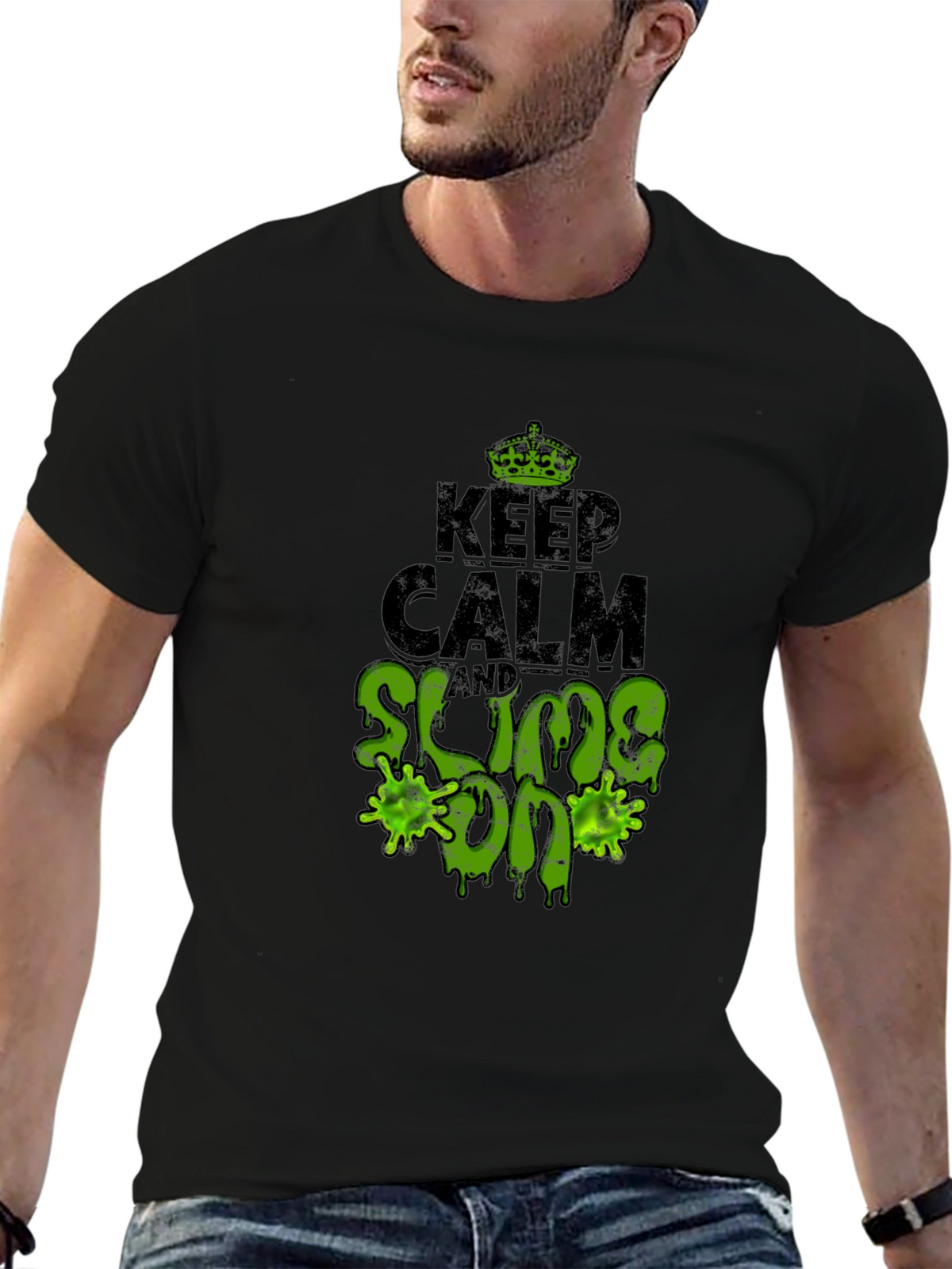 Keep Calm and Slime On Black T-Shirt