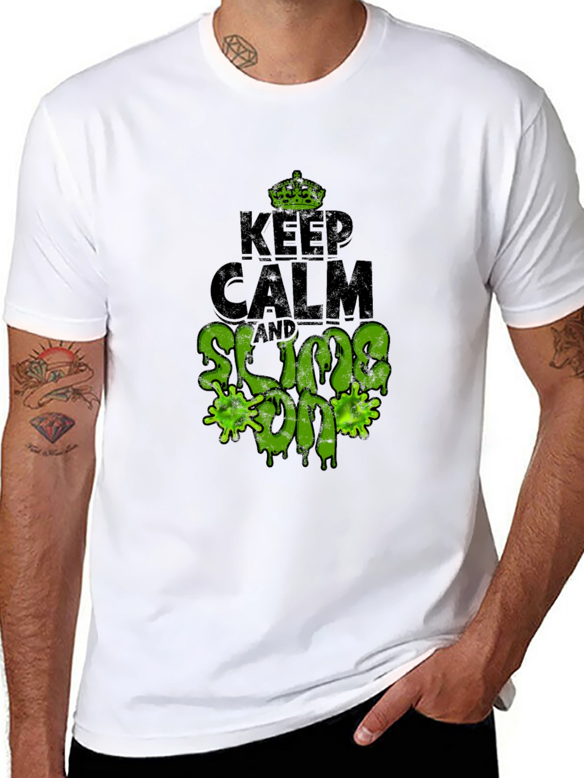 Keep Calm and Slime On Black T-Shirt