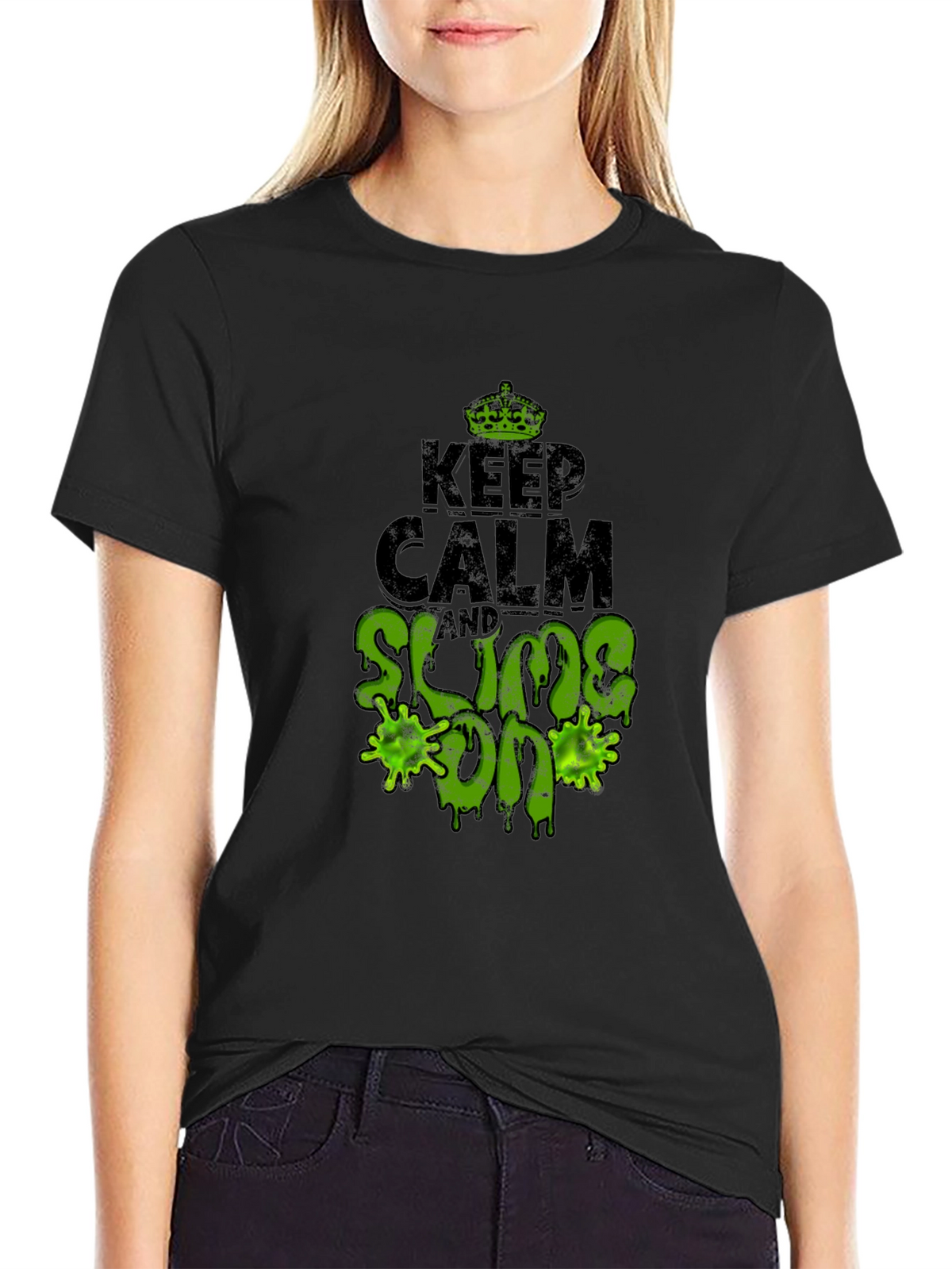 Keep Calm and Slime On Black T-Shirt