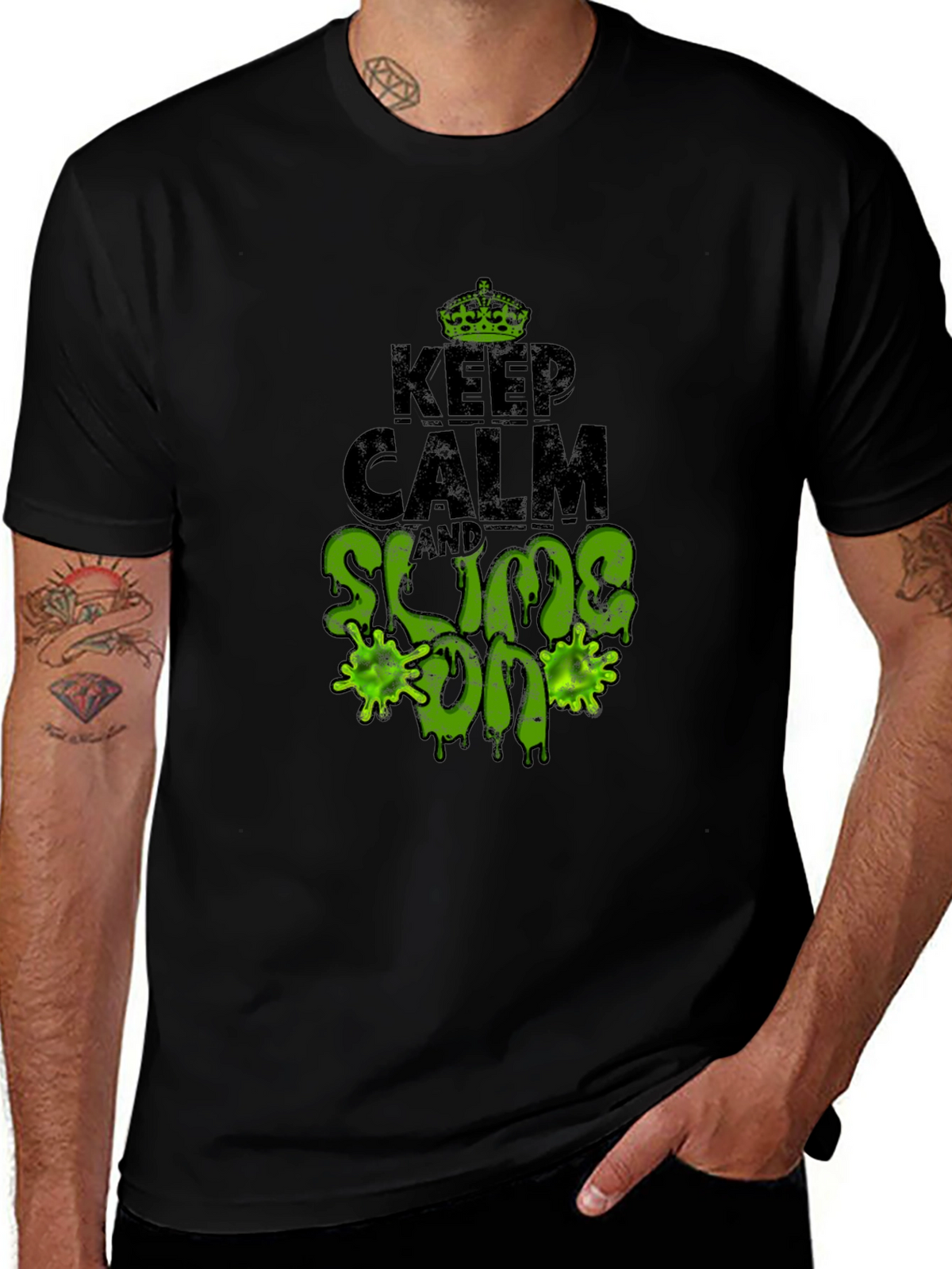 Keep Calm and Slime On Black T-Shirt