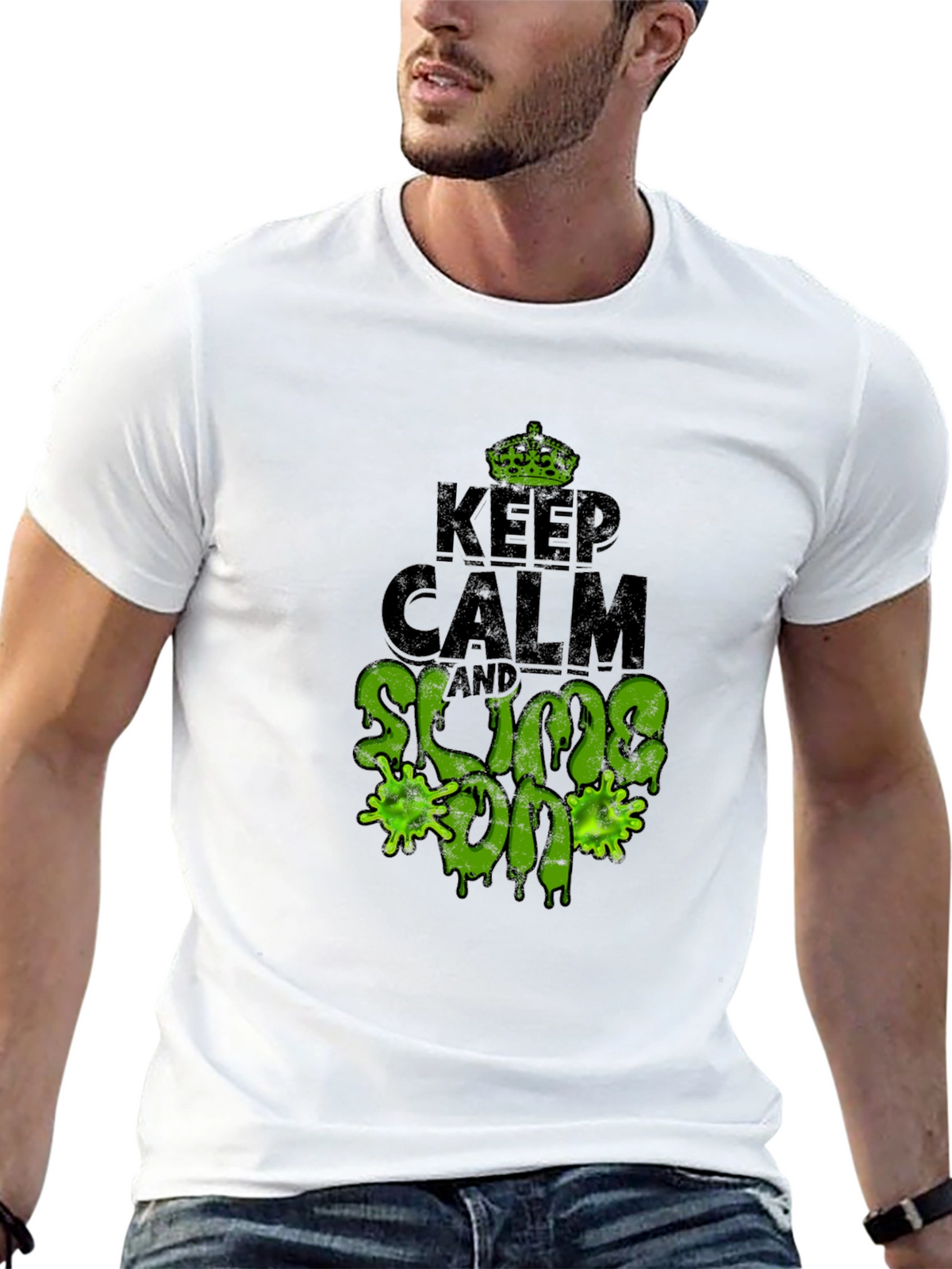 Keep Calm and Slime On Black T-Shirt