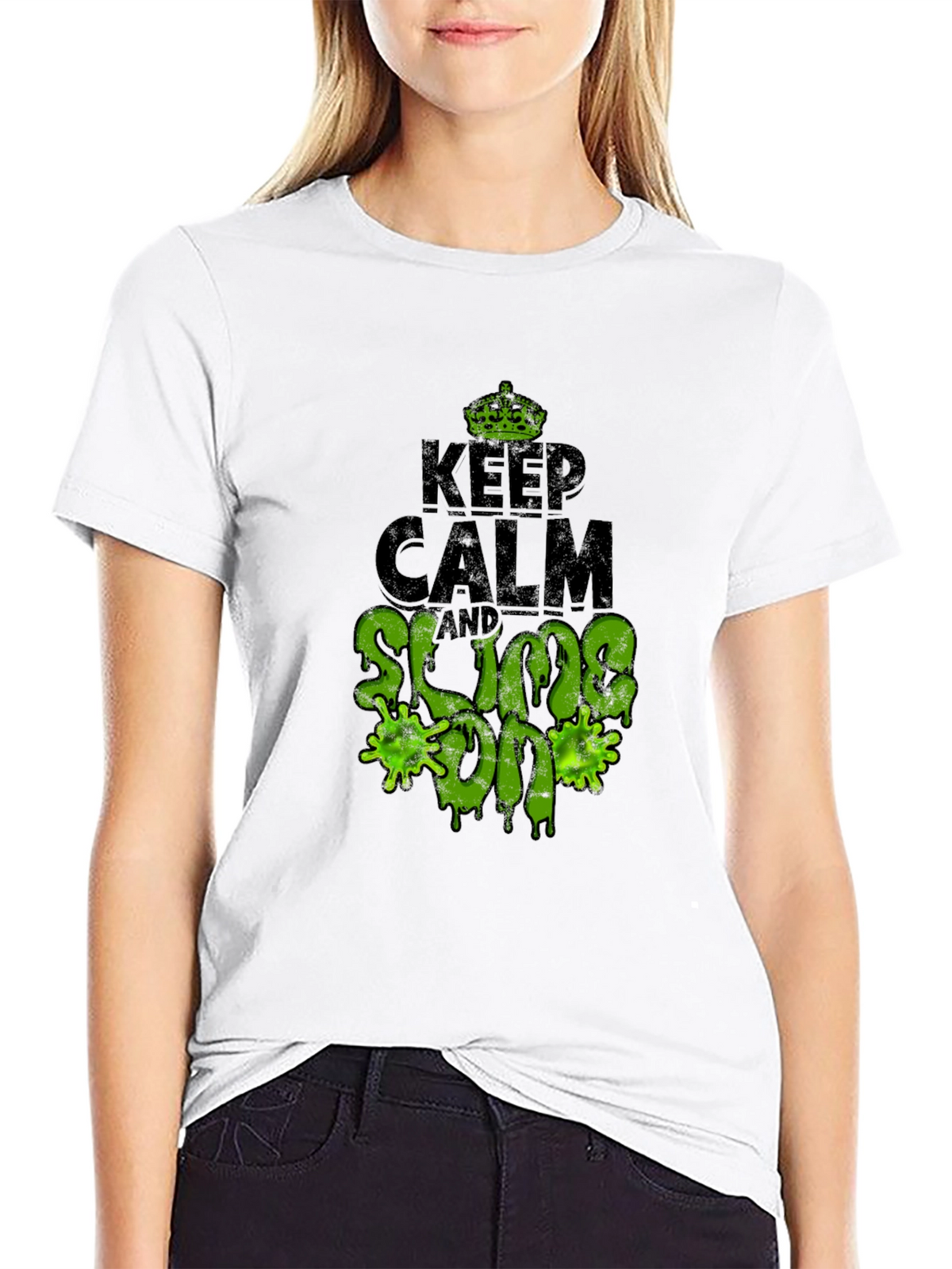 Keep Calm and Slime On Black T-Shirt