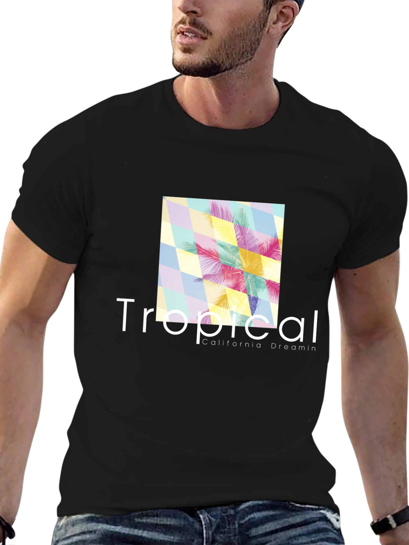 Tropical California Dreamin Black T-Shirt