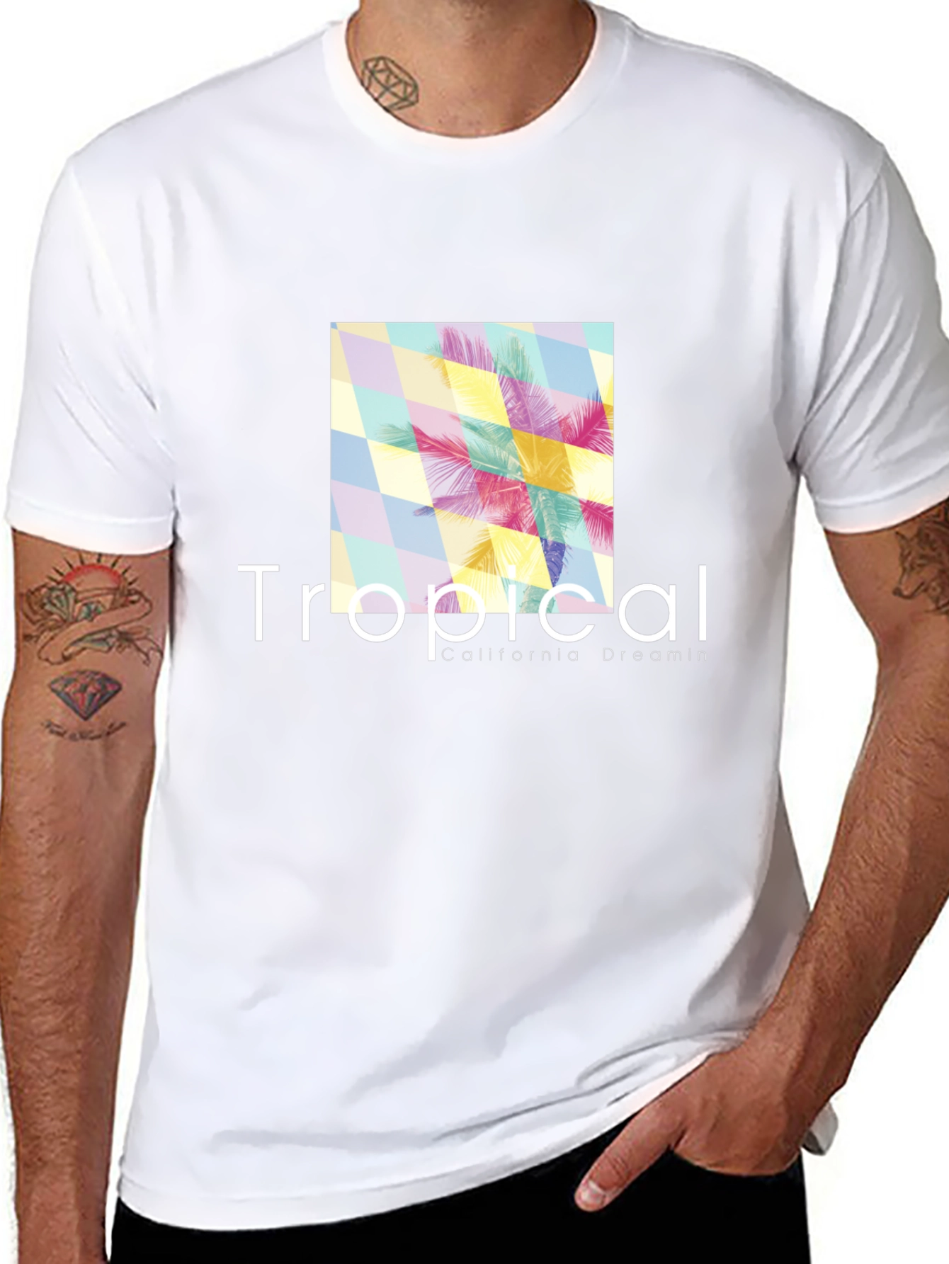 Tropical California Dreamin Black T-Shirt