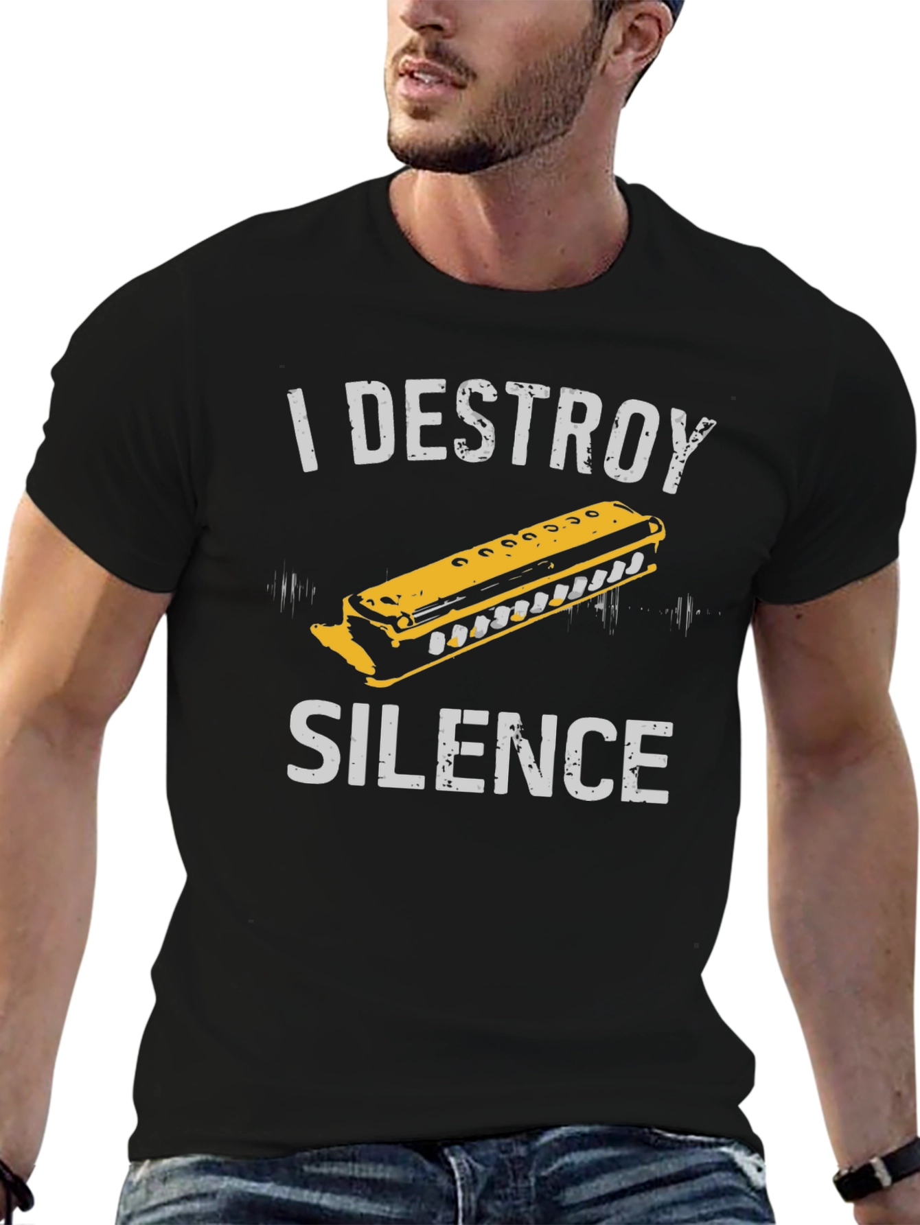 I Destroy Silence Harmonica Graphic Tee