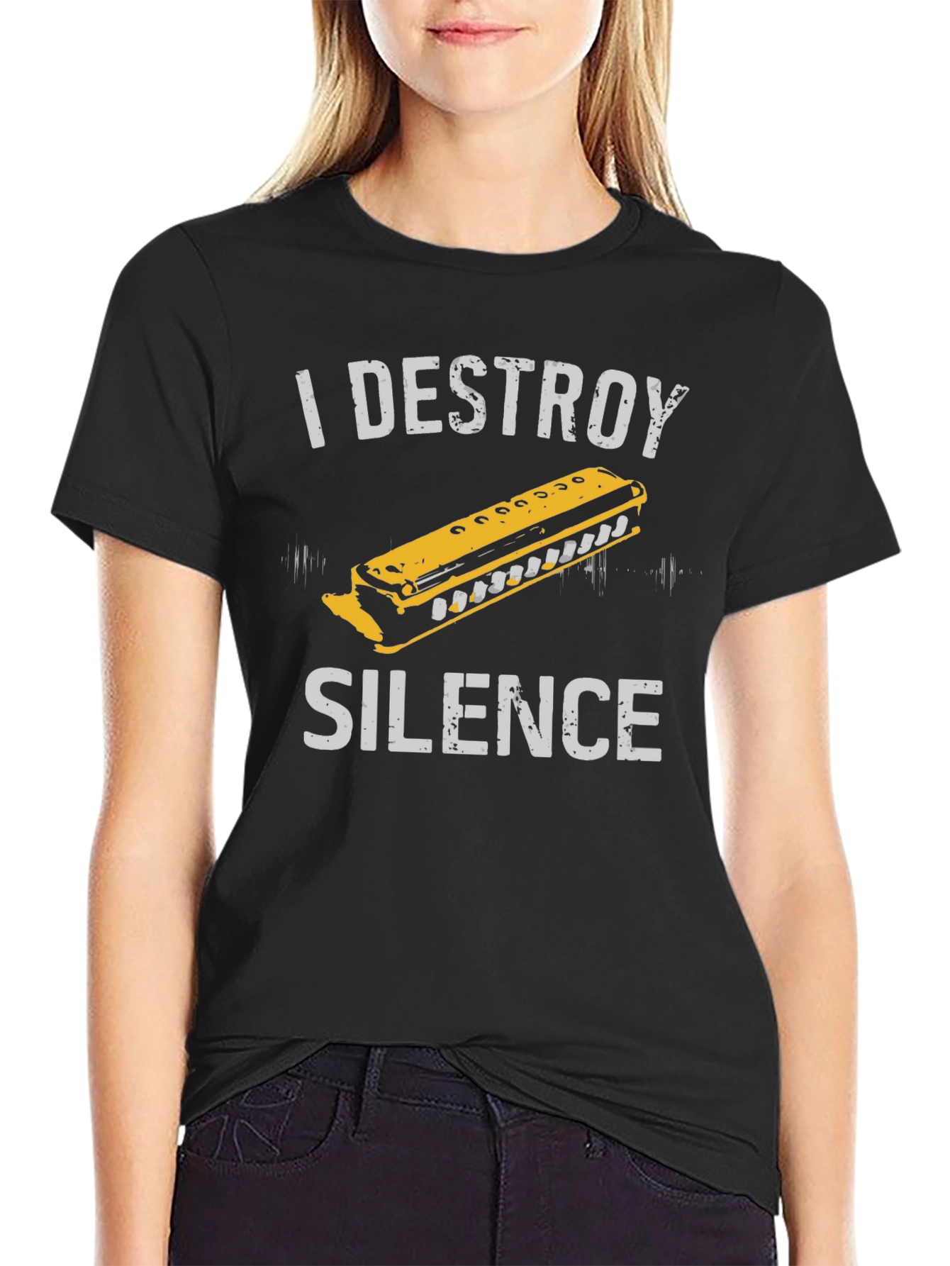 I Destroy Silence Harmonica Graphic Tee