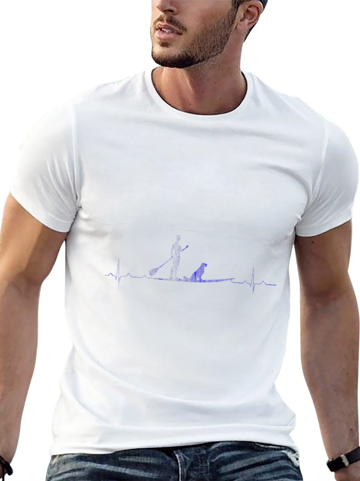 Paddle Boarding Dog Heartbeat Tee