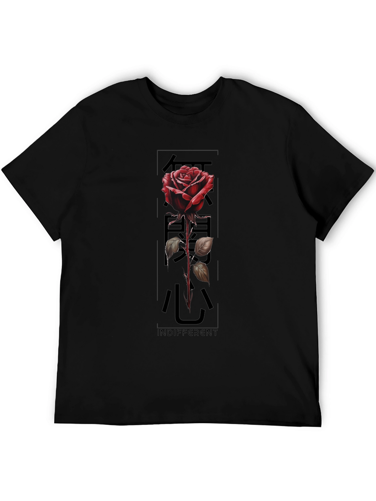 Indifferent Rose Graphic Black T-Shirt