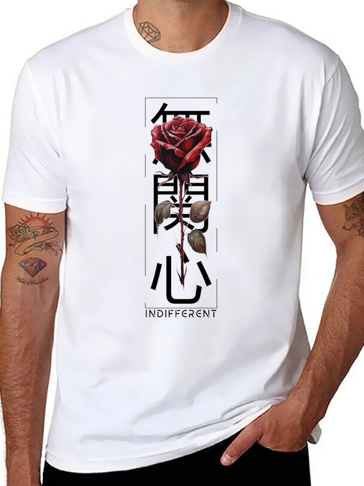 Indifferent Rose Graphic Black T-Shirt
