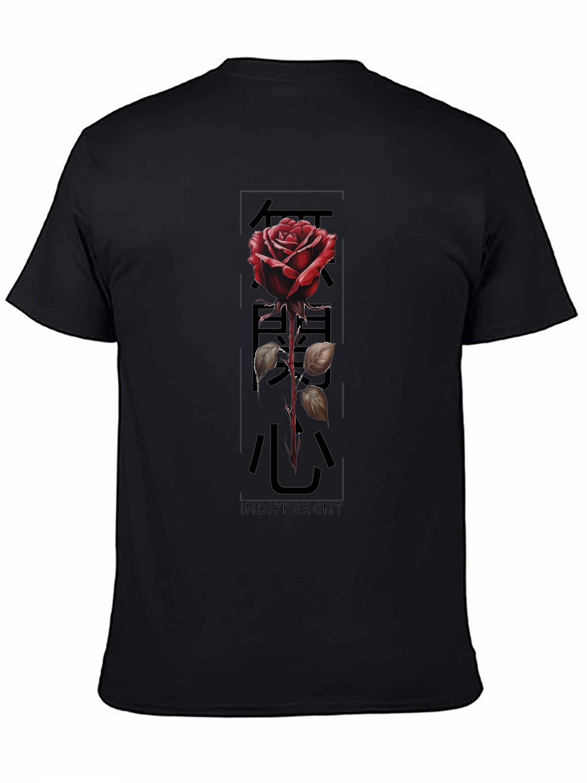 Indifferent Rose Graphic Black T-Shirt
