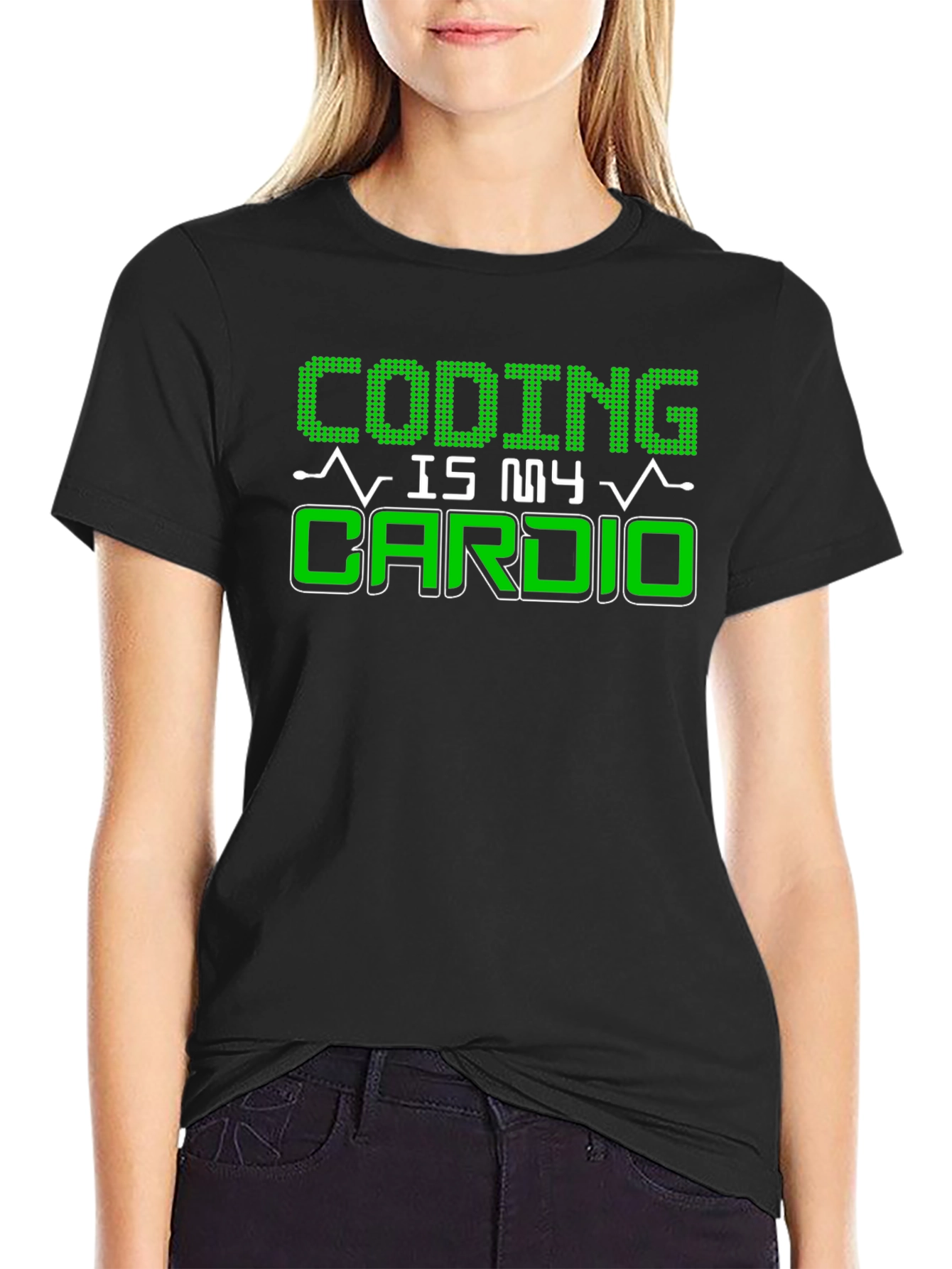Coding Is My Cardio Black Graphic T-Shirt