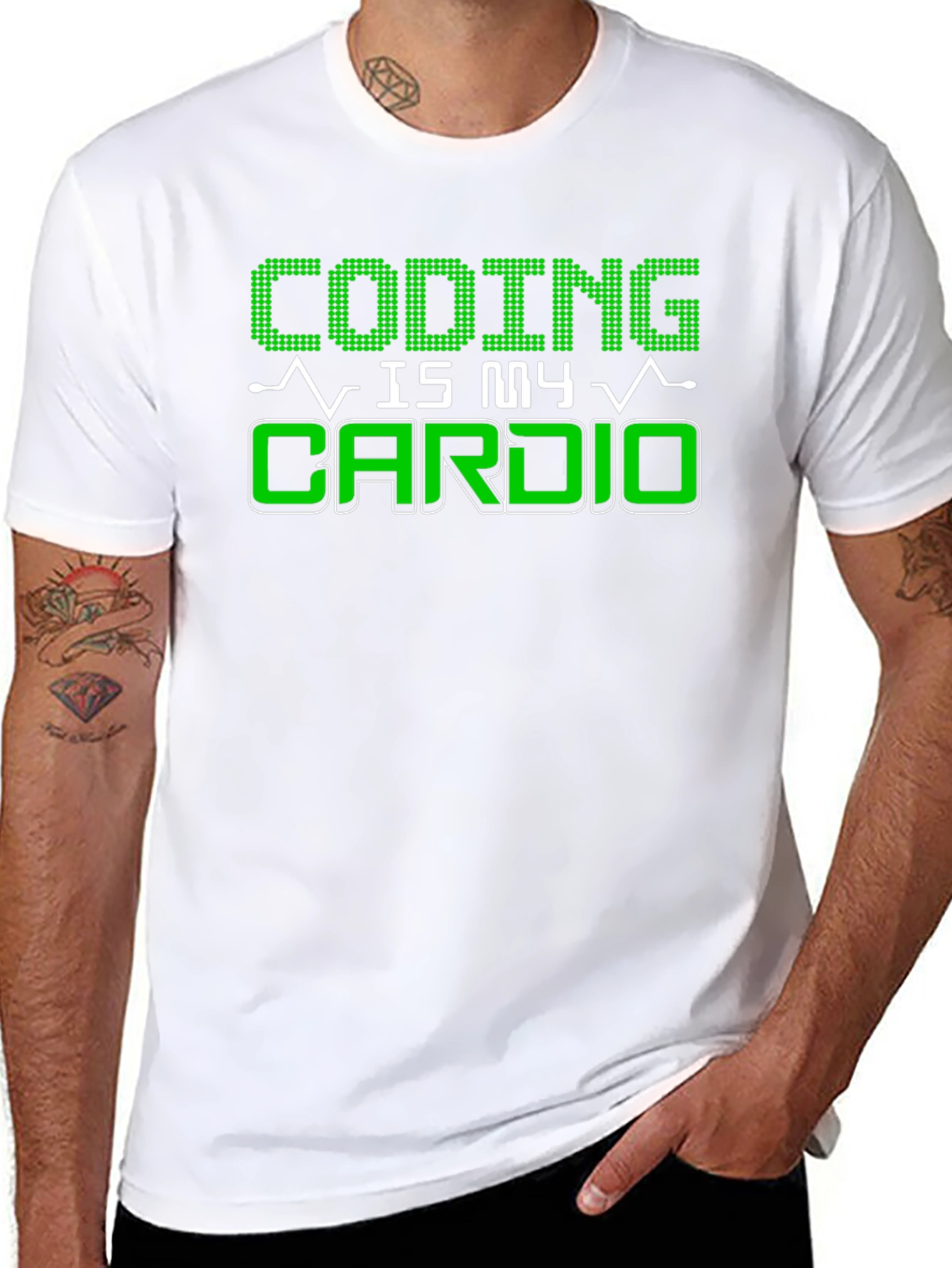 Coding Is My Cardio Black Graphic T-Shirt