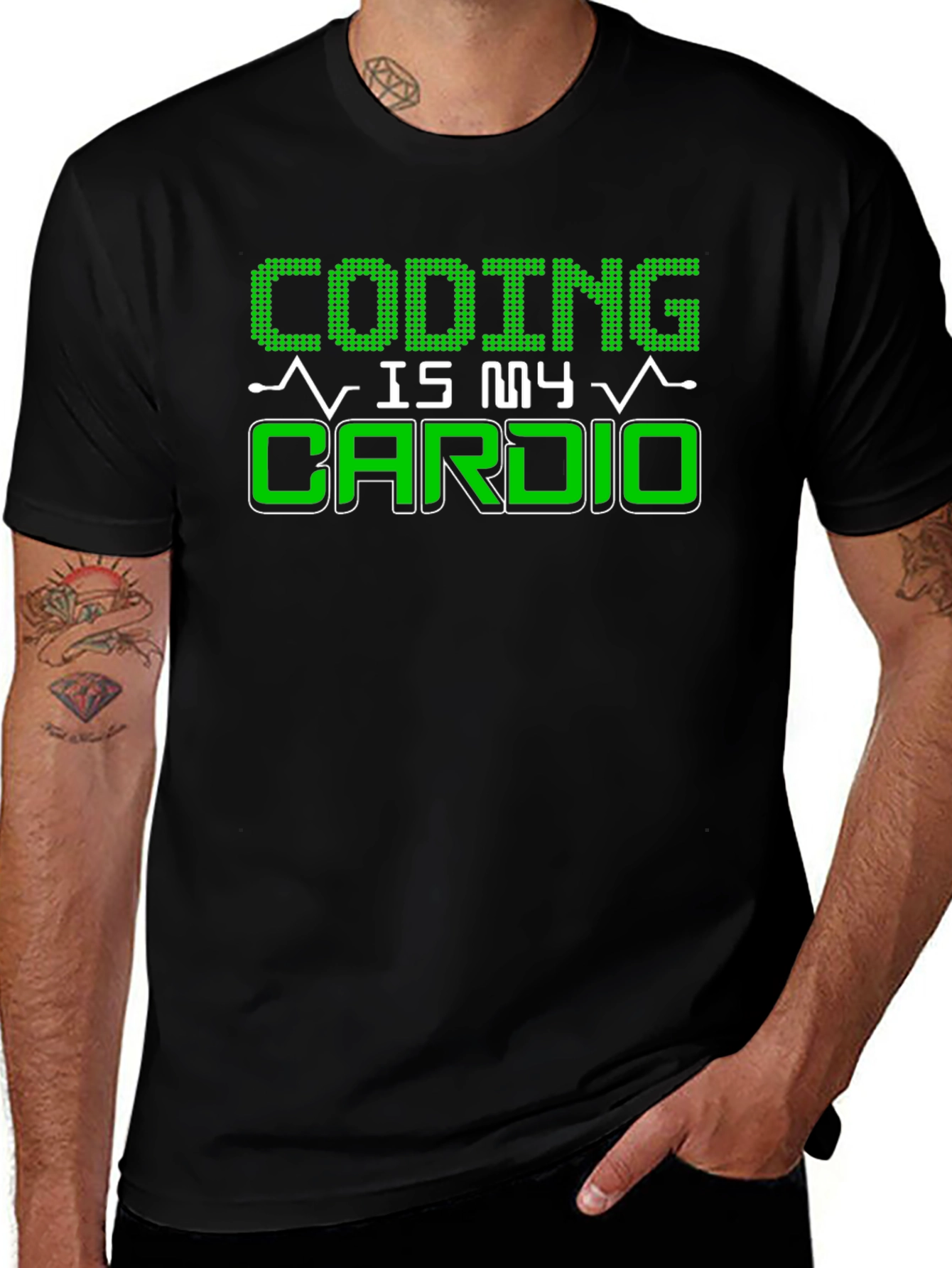 Coding Is My Cardio Black Graphic T-Shirt