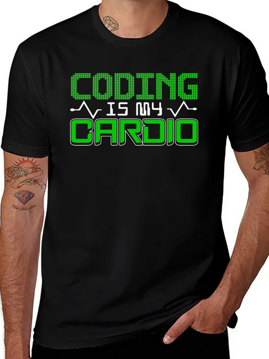 Coding Is My Cardio Black Graphic T-Shirt