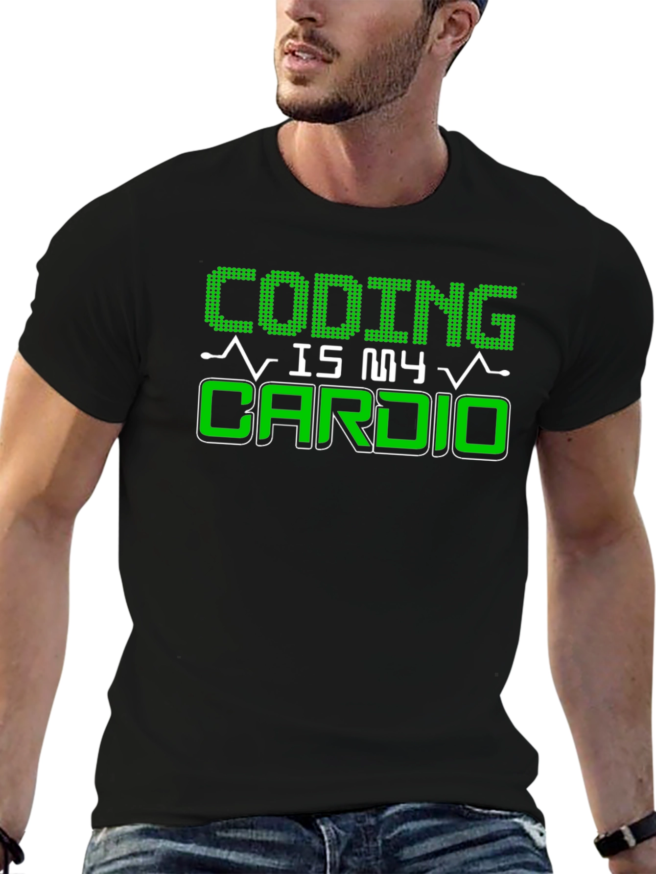 Coding Is My Cardio Black Graphic T-Shirt