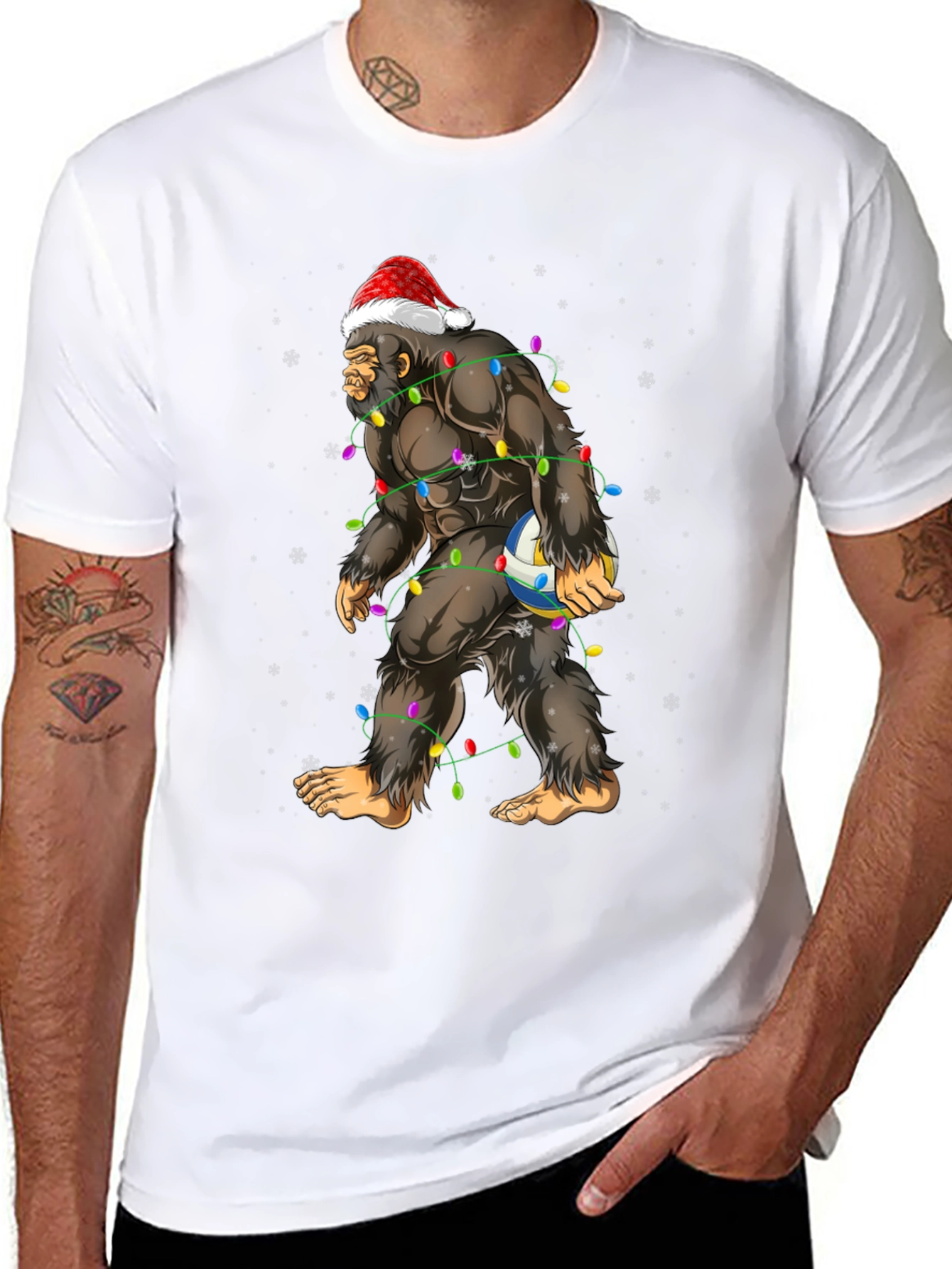 Bigfoot Santa Volleyball T-Shirt