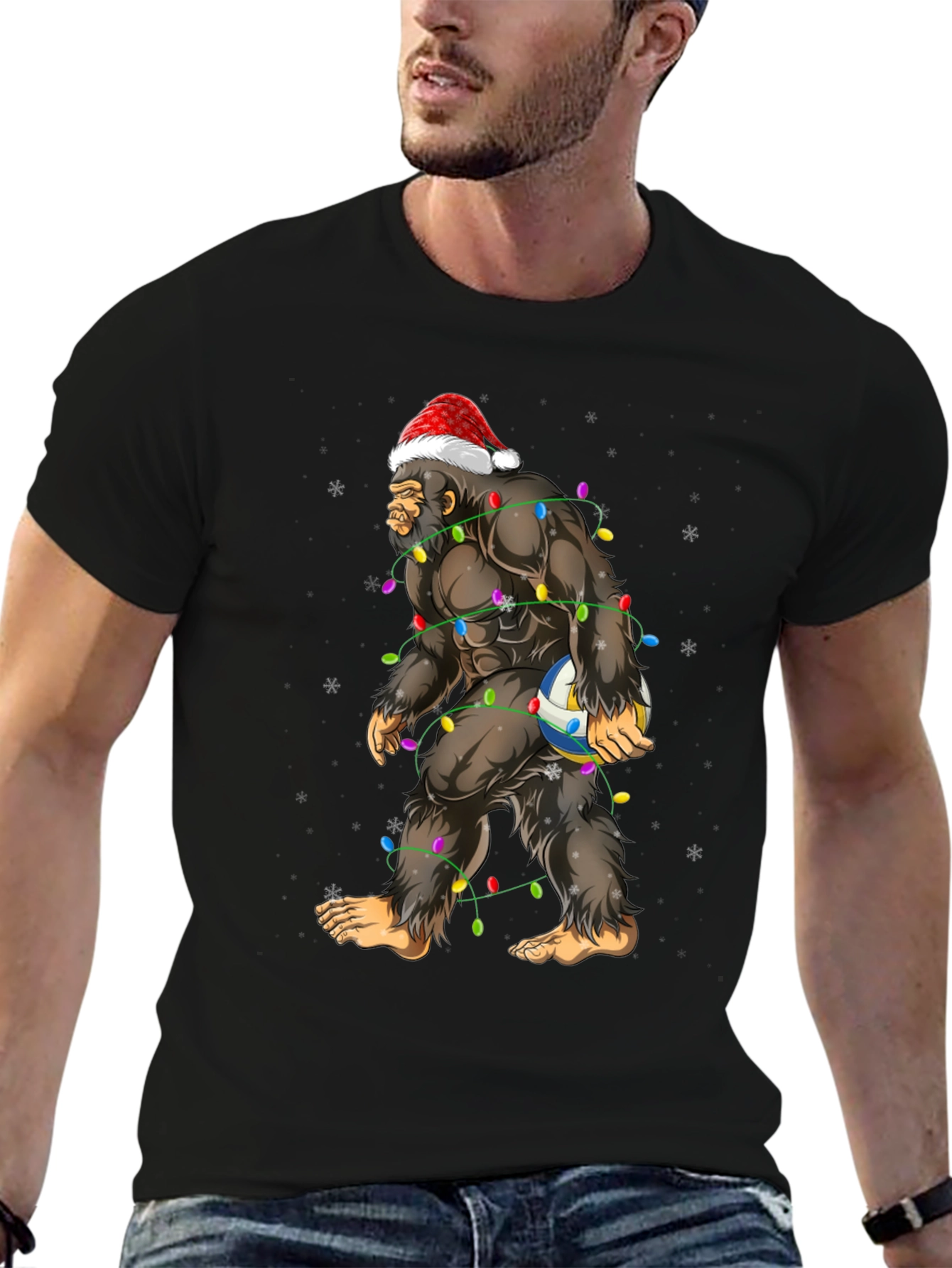 Bigfoot Santa Volleyball T-Shirt