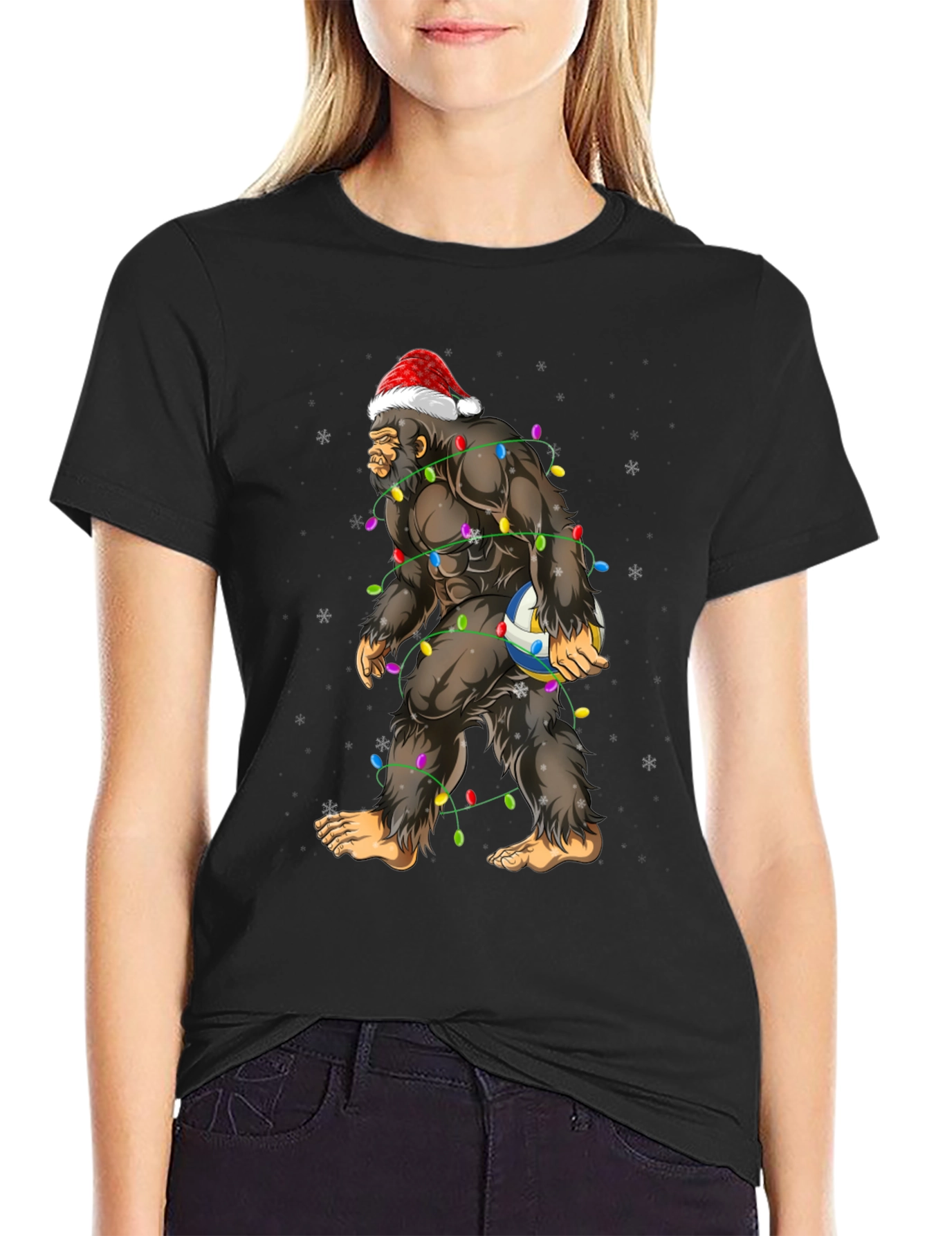 Bigfoot Santa Volleyball T-Shirt