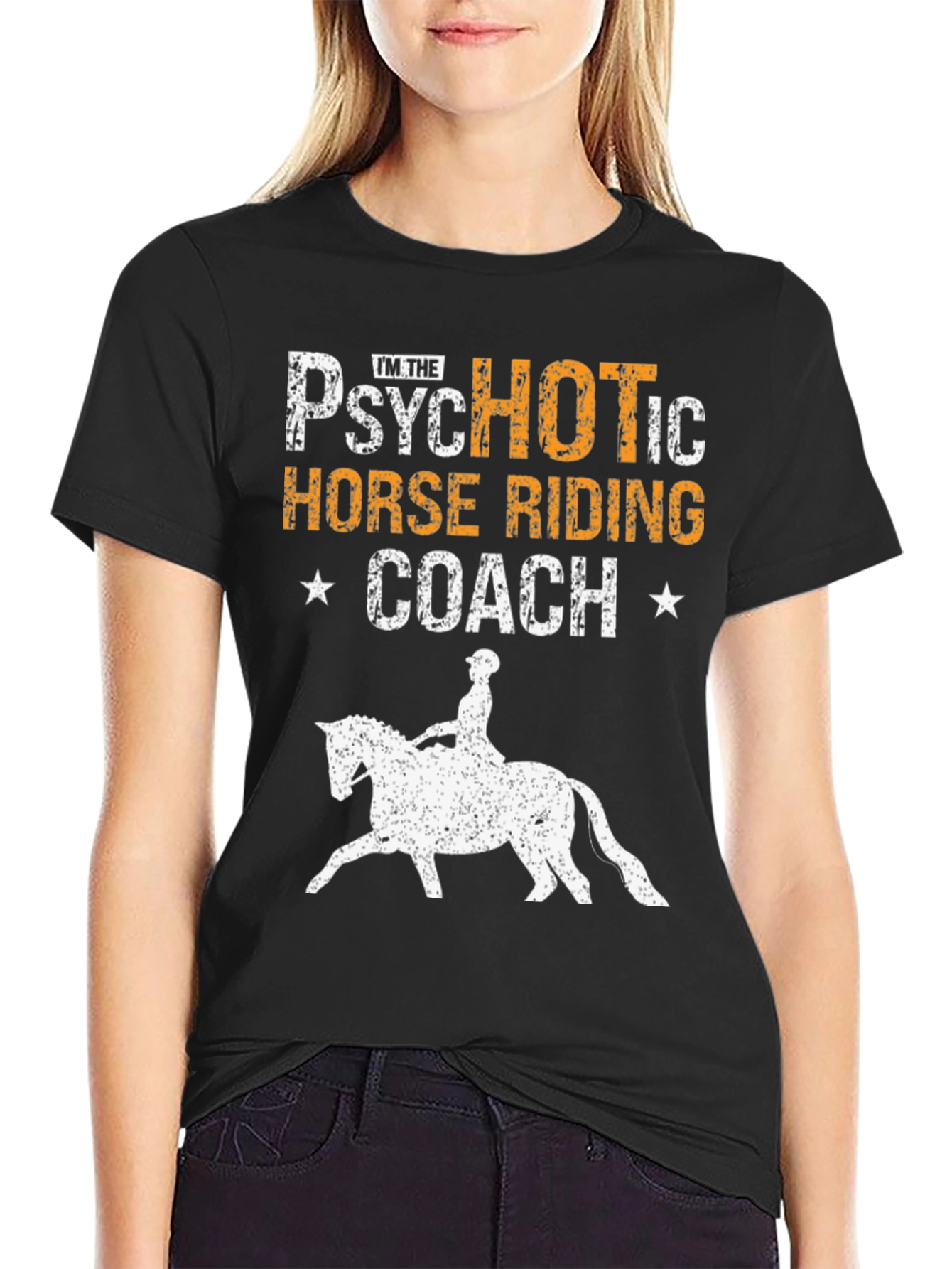 Psychotic Horse Riding Coach Black Graphic Tee