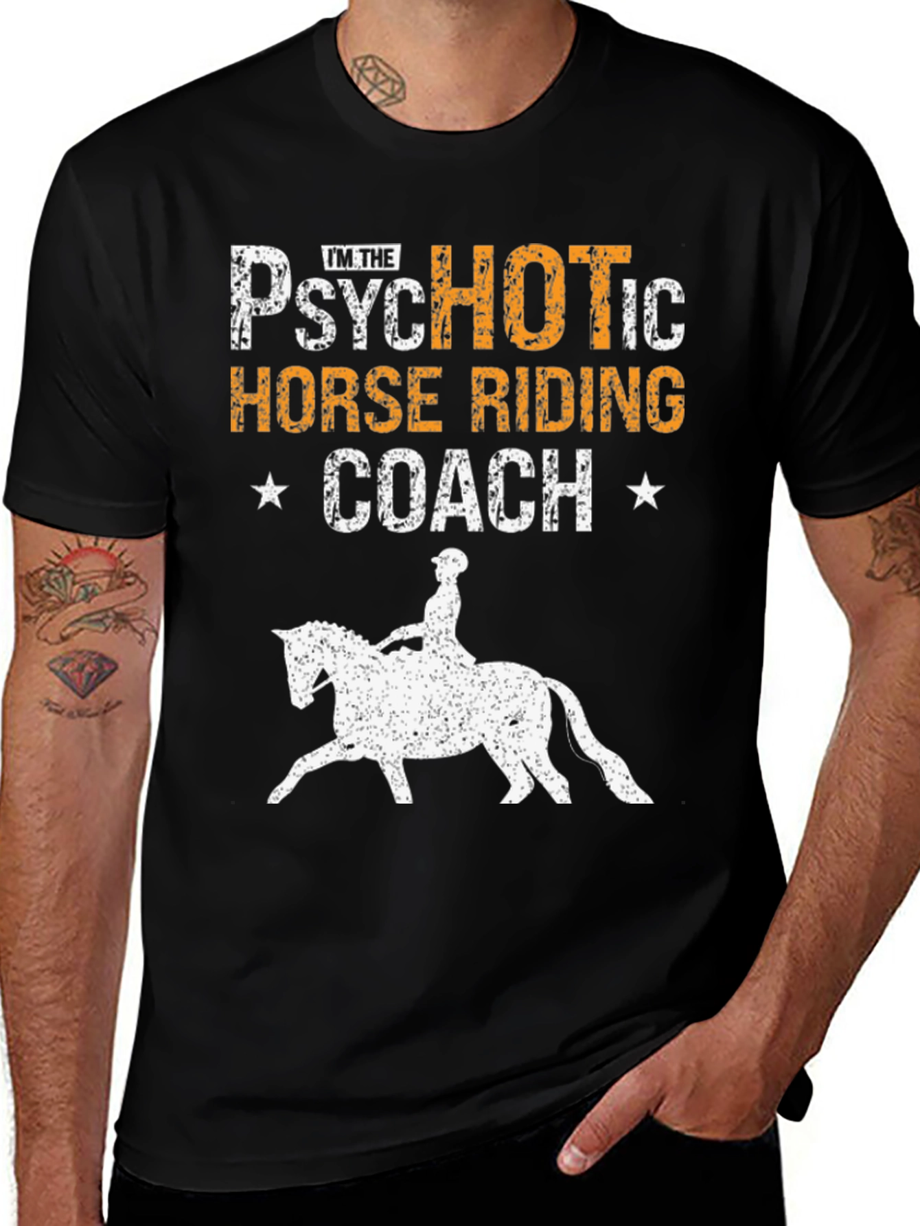 Psychotic Horse Riding Coach Black Graphic Tee