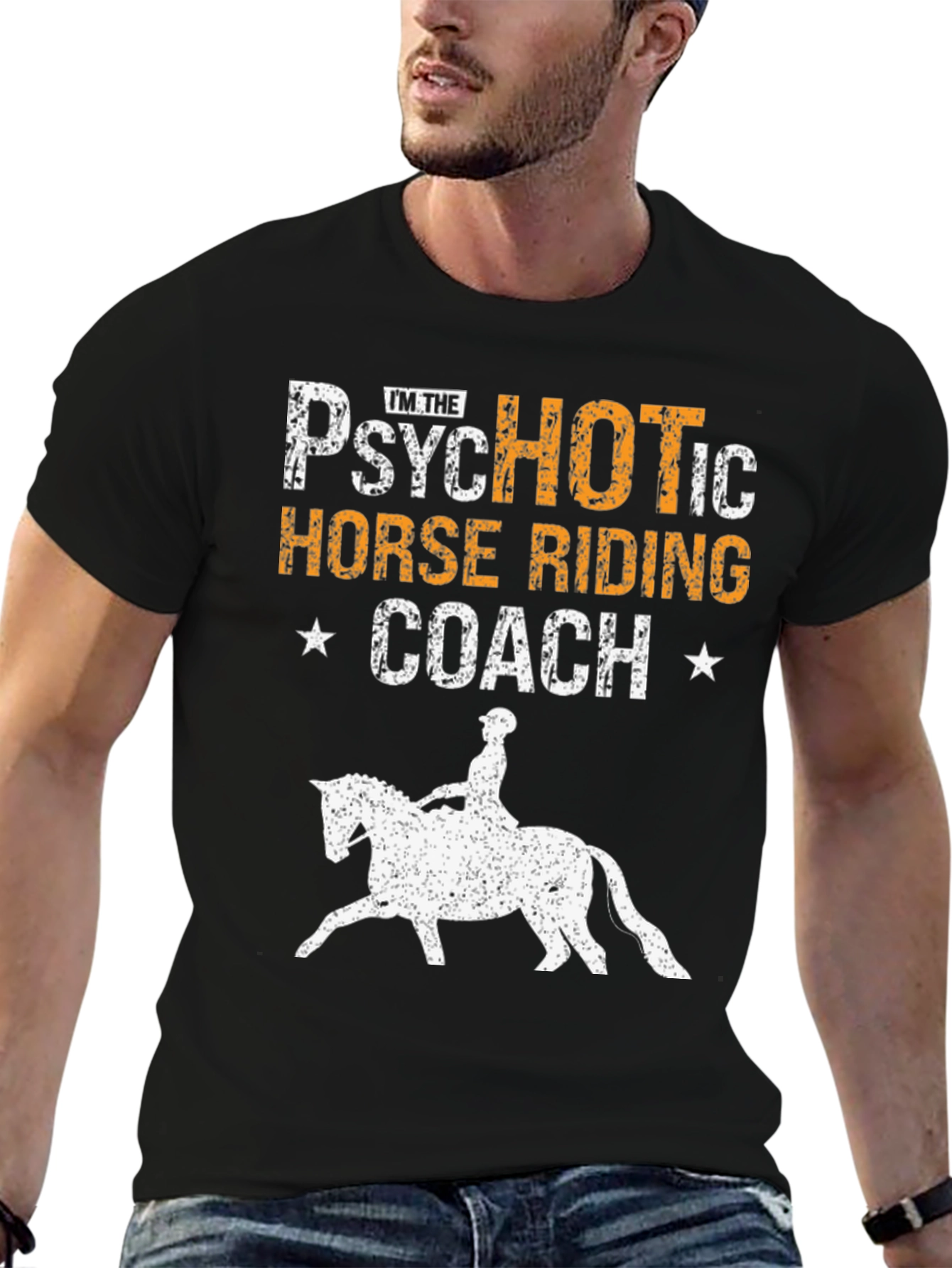 Psychotic Horse Riding Coach Black Graphic Tee