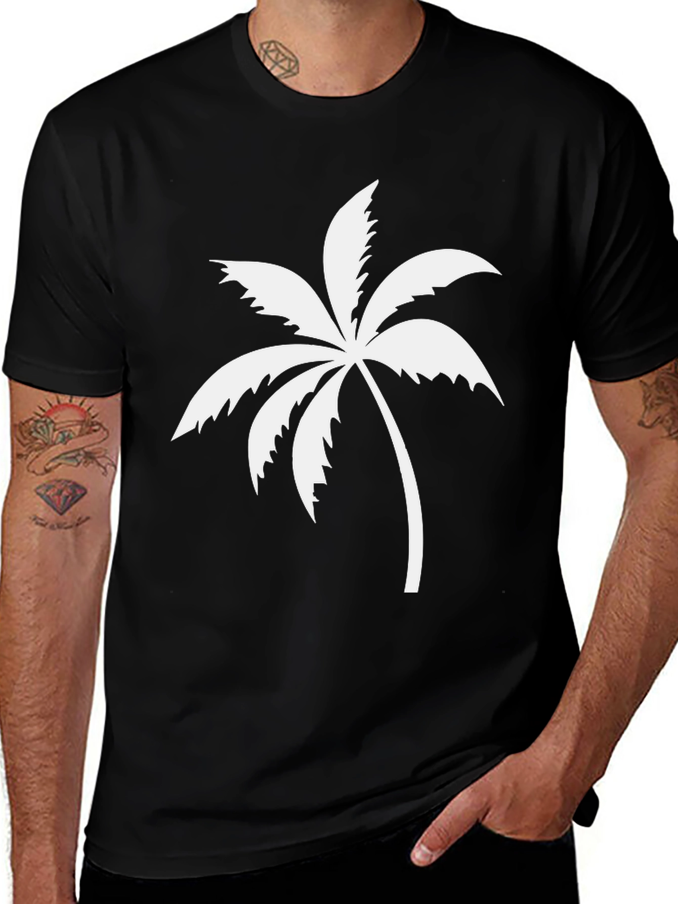 Black Palm Tree Graphic T-Shirt | Casual Cotton Tee
