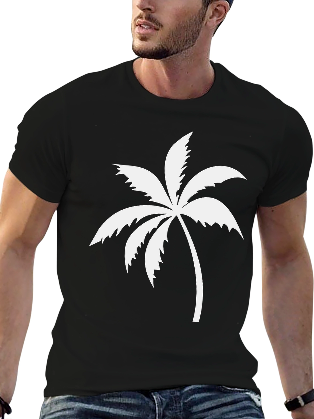 Black Palm Tree Graphic T-Shirt | Casual Cotton Tee