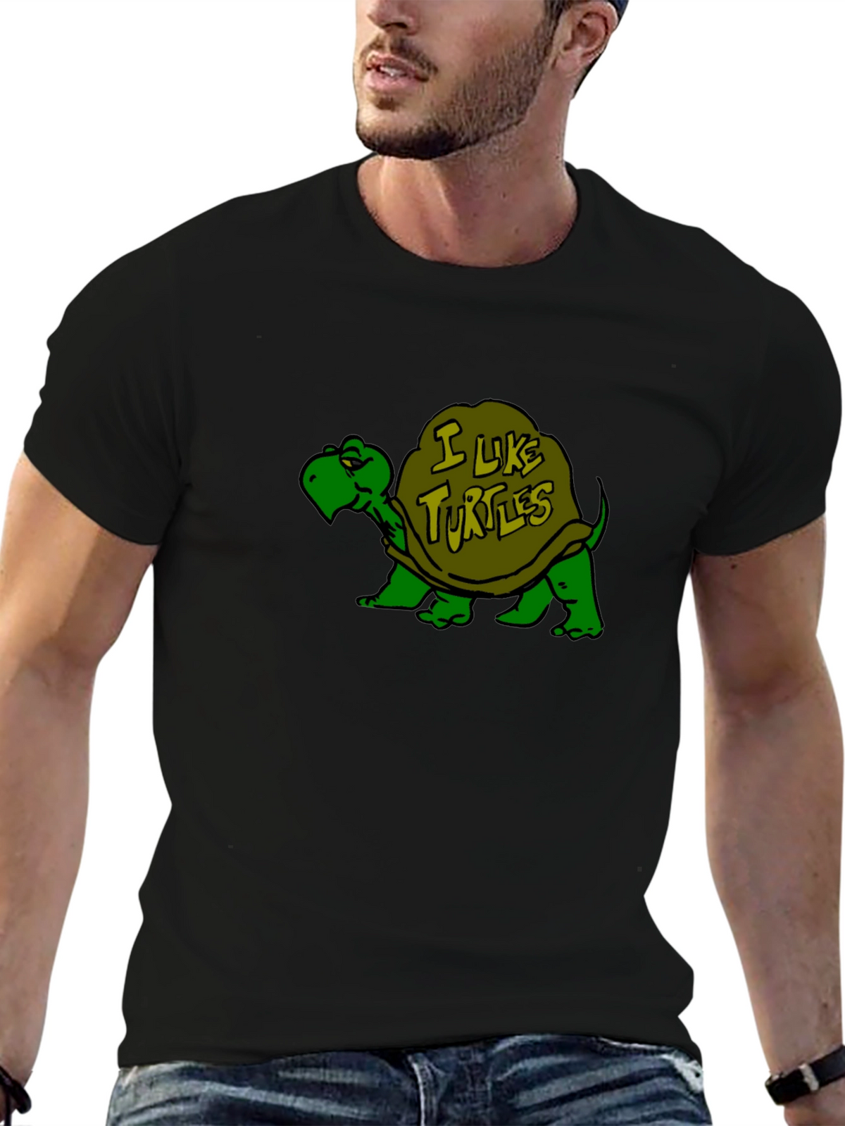 I Like Turtles Black T-Shirt