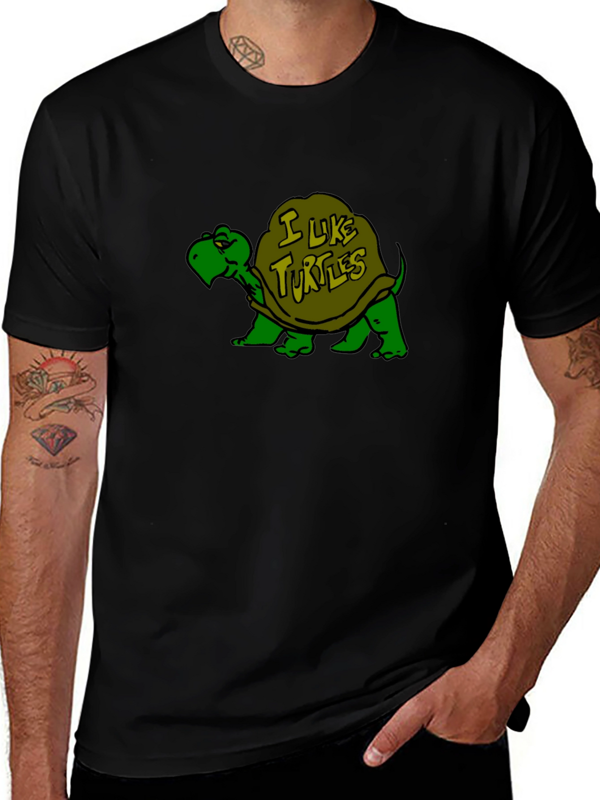I Like Turtles Black T-Shirt