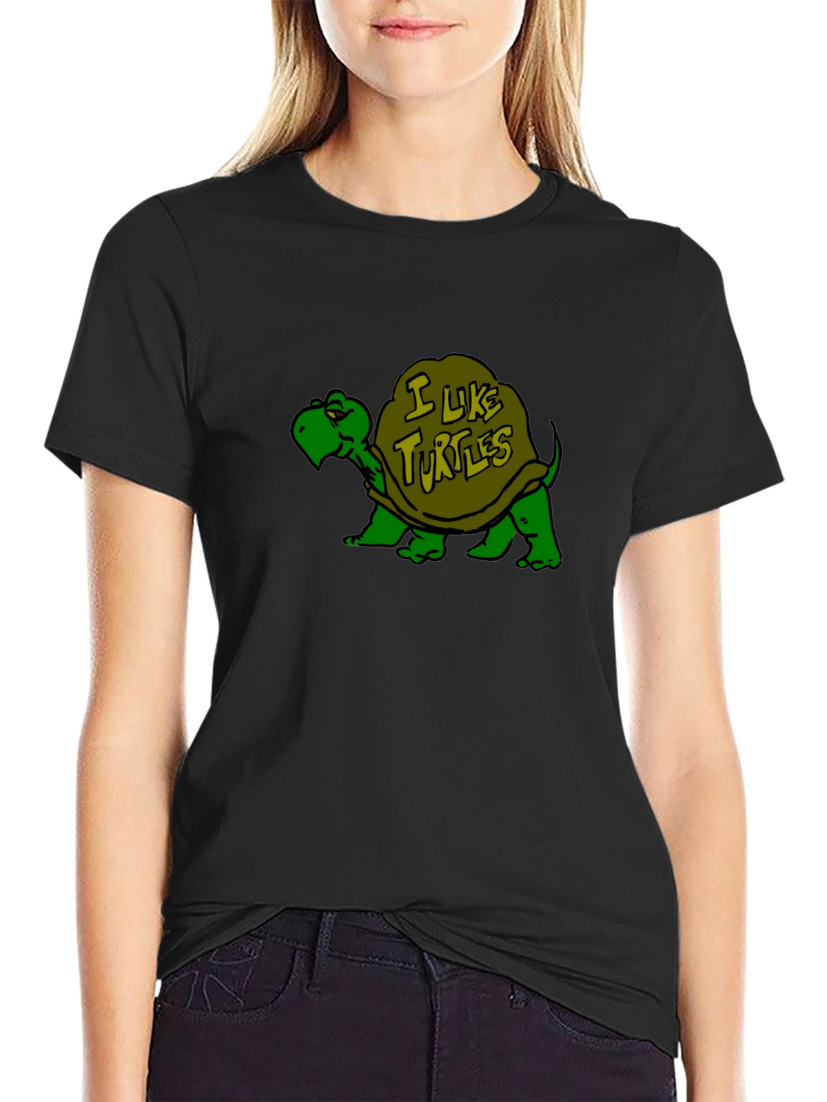 I Like Turtles Black T-Shirt