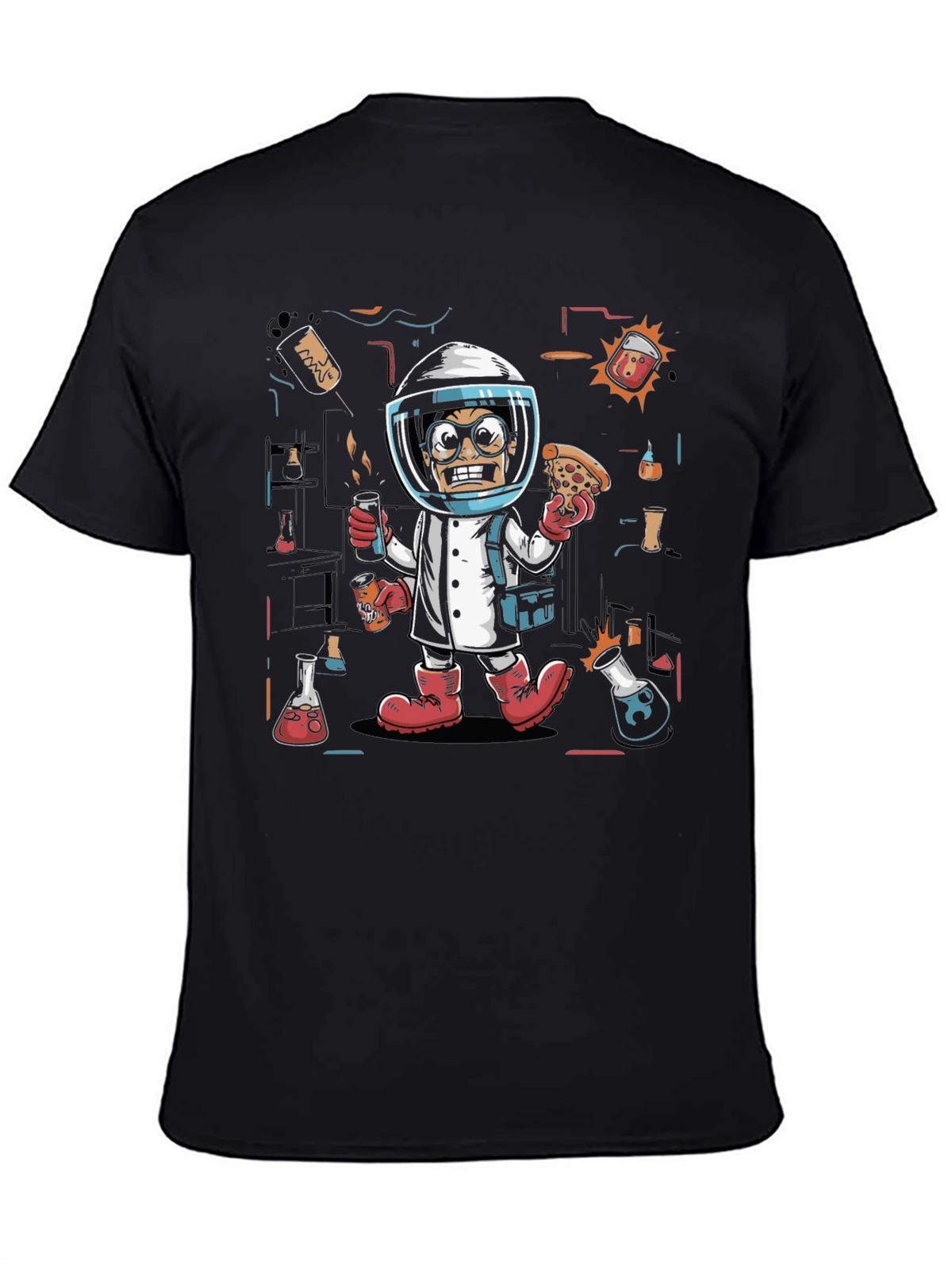 Mad Scientist Pizza T-Shirt - Novelty Tee