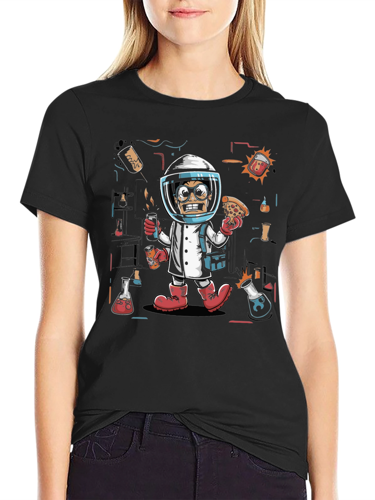 Mad Scientist Pizza T-Shirt - Novelty Tee