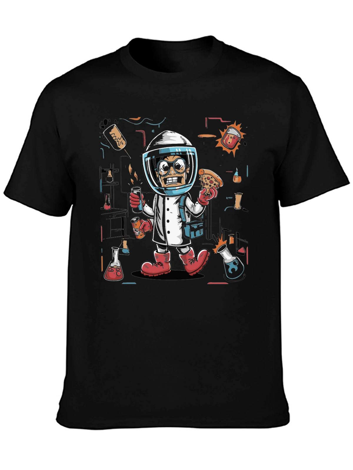 Mad Scientist Pizza T-Shirt - Novelty Tee
