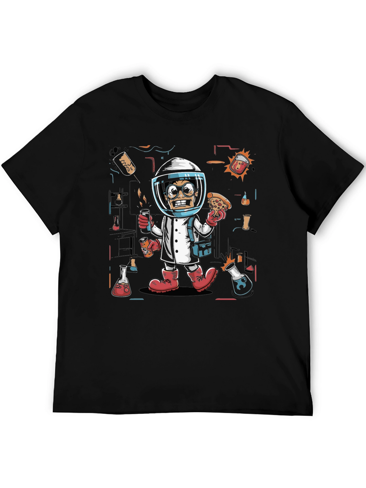 Mad Scientist Pizza T-Shirt - Novelty Tee